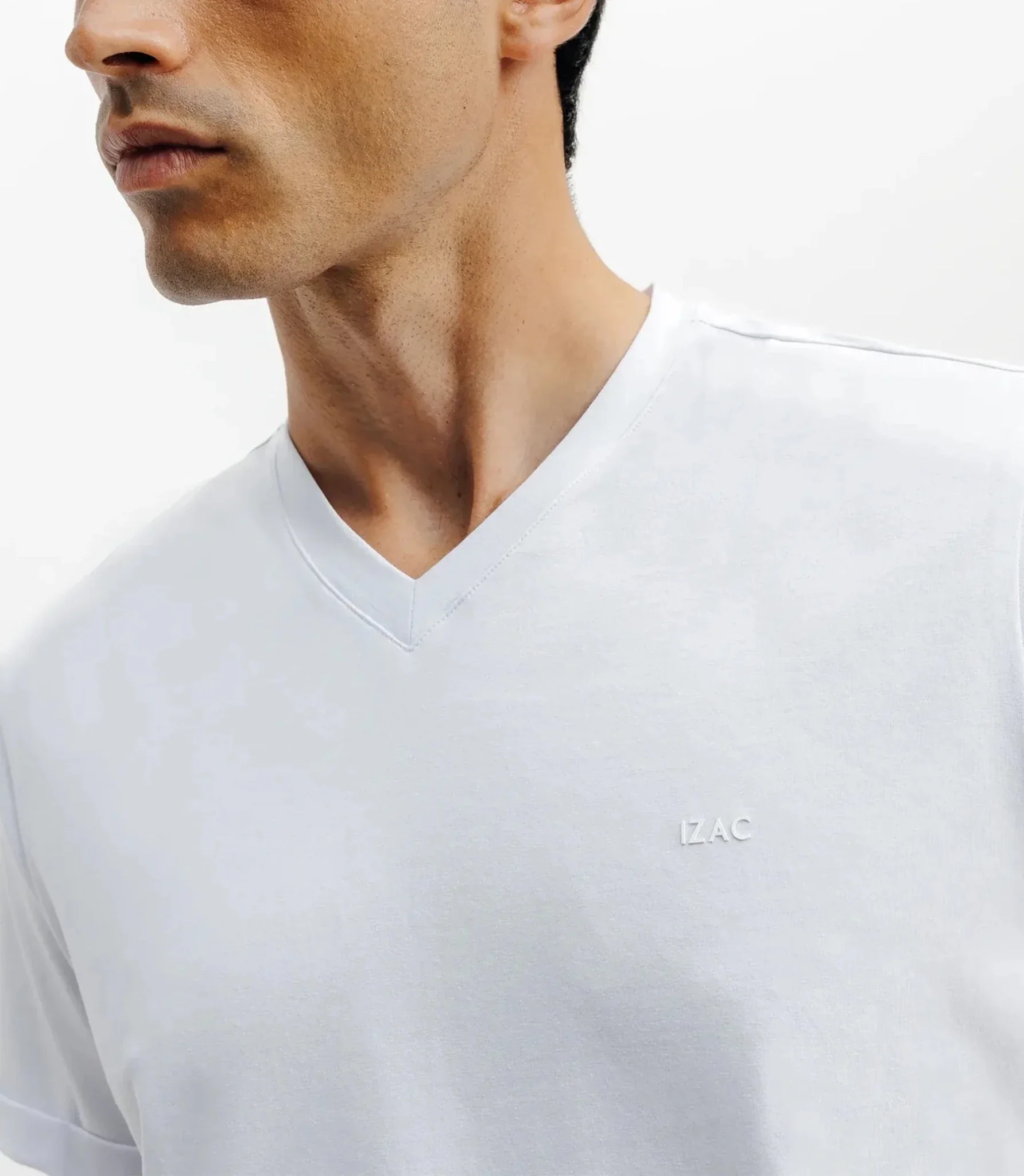 T-shirt col V blanc - Image 2