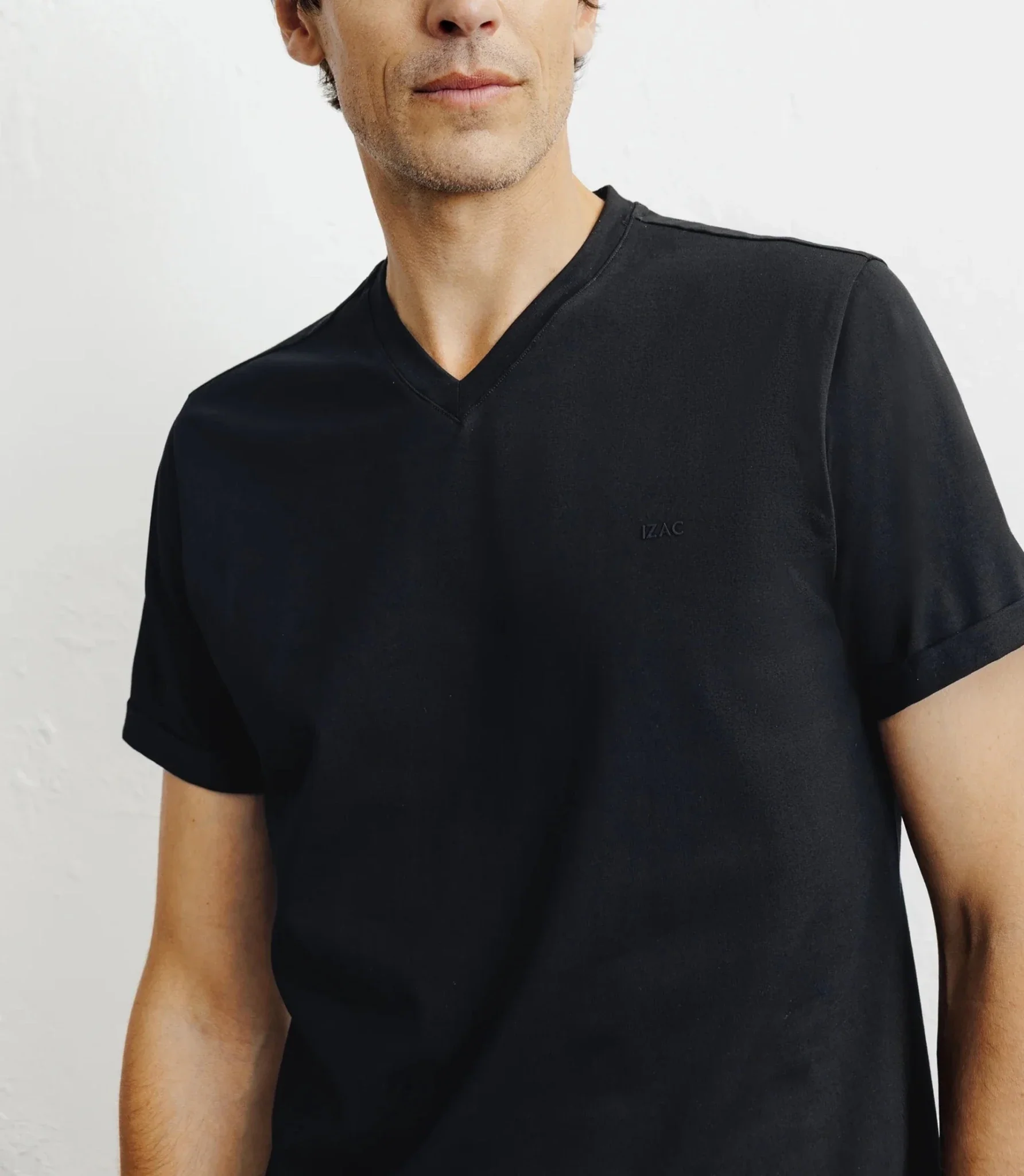 T-shirt col V noir - Image 2