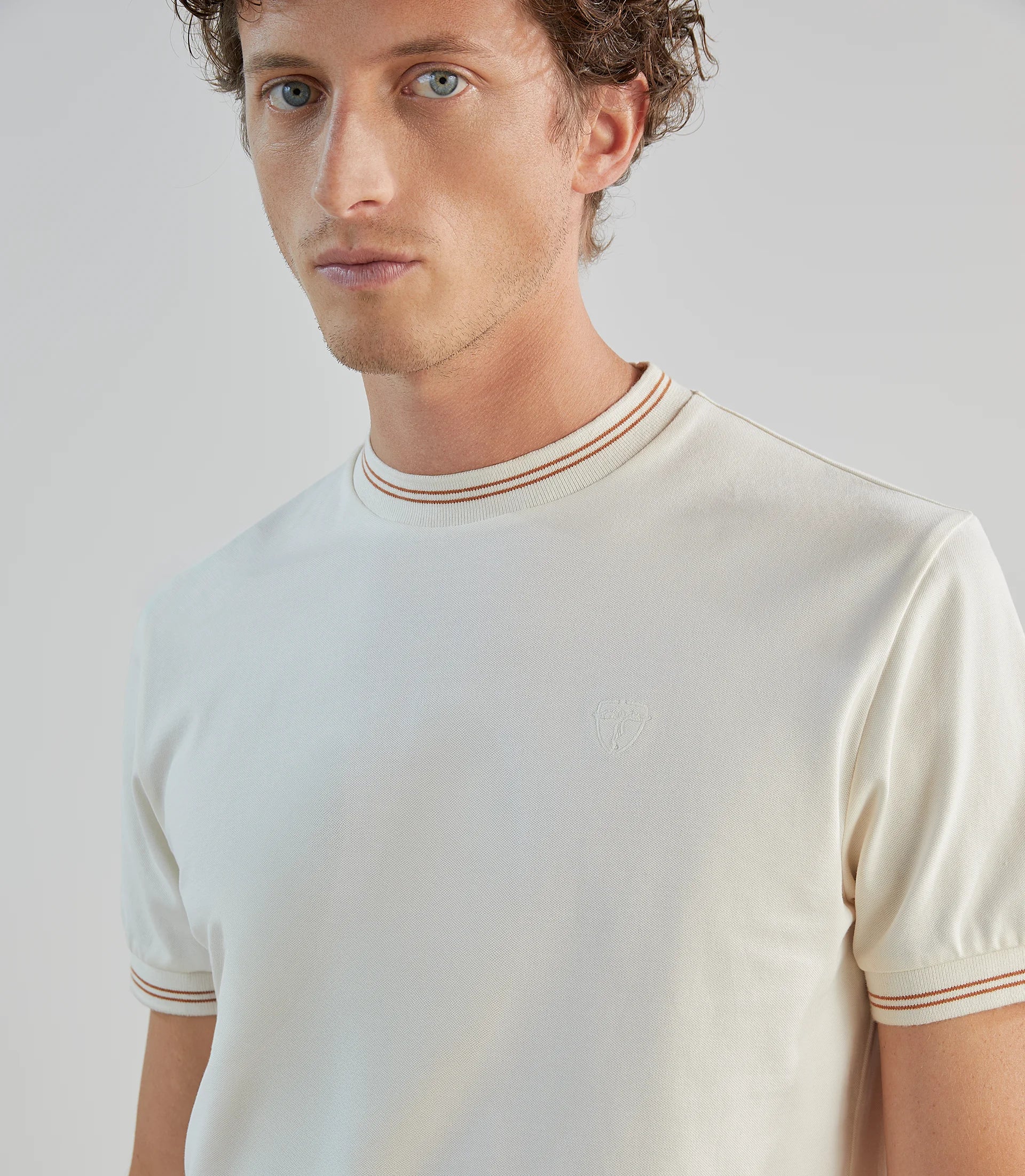 T-shirt en piqué à manches courtes écru - Image 2