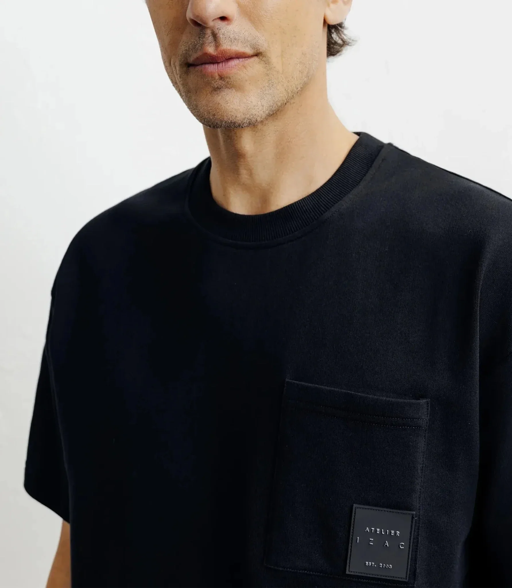 T-shirt oversize col rond noir - Image 2