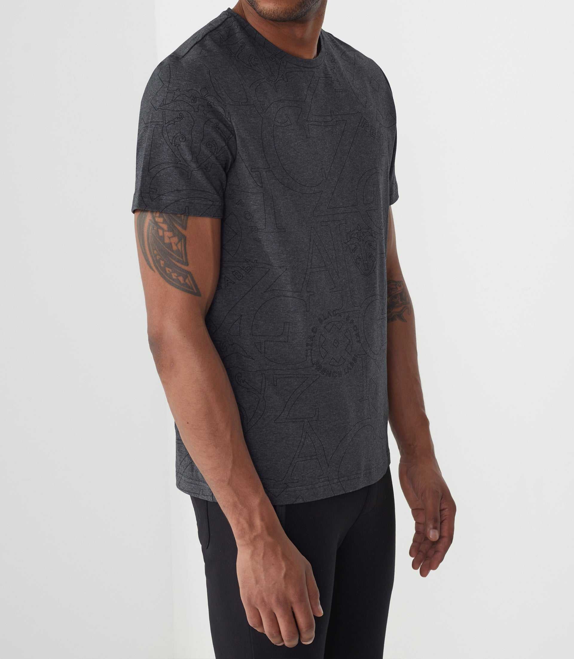 T-shirt manches courtes avec logo gris anthracite "Hector" - Image 4