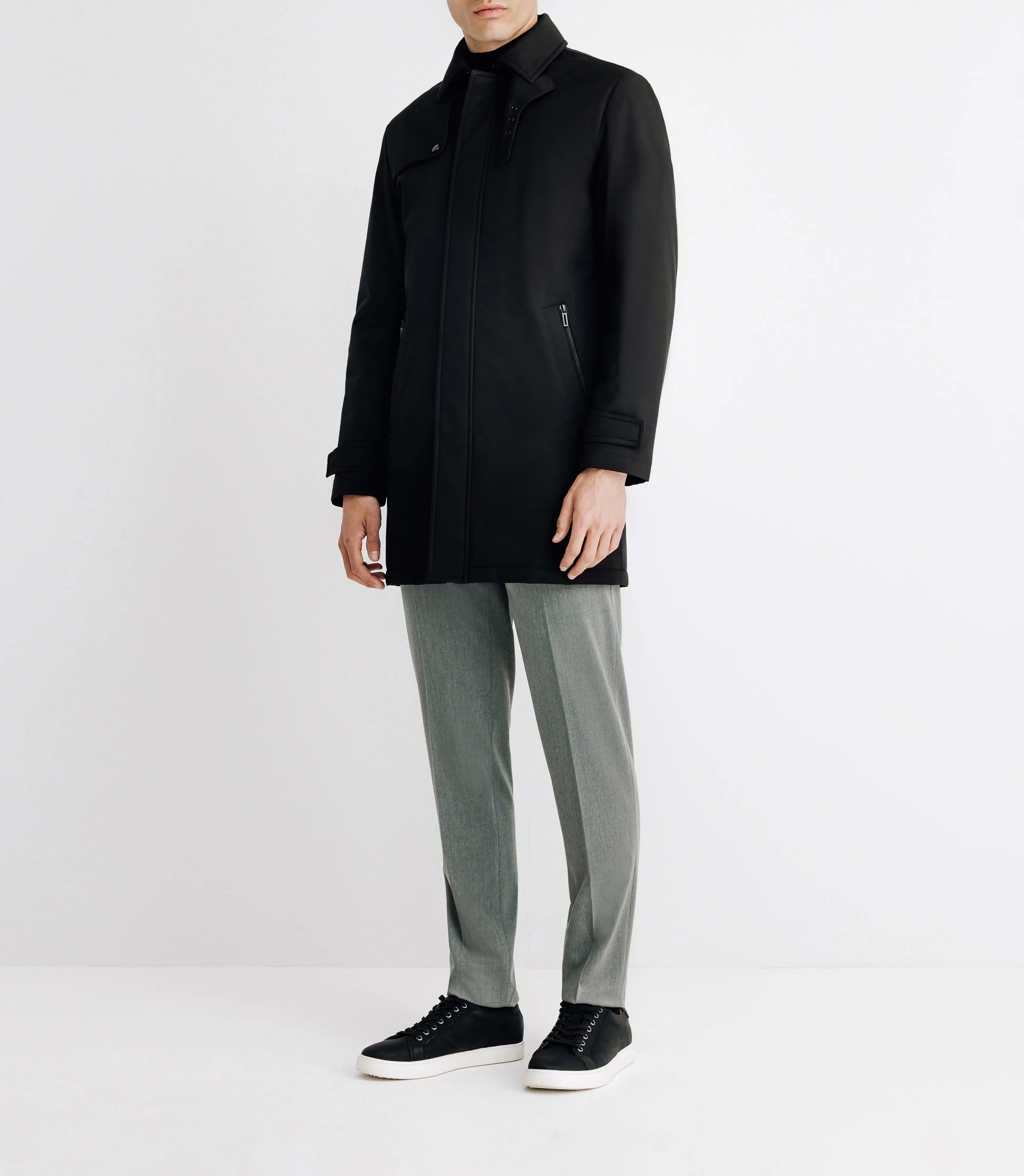 Trench droit matelassé noir