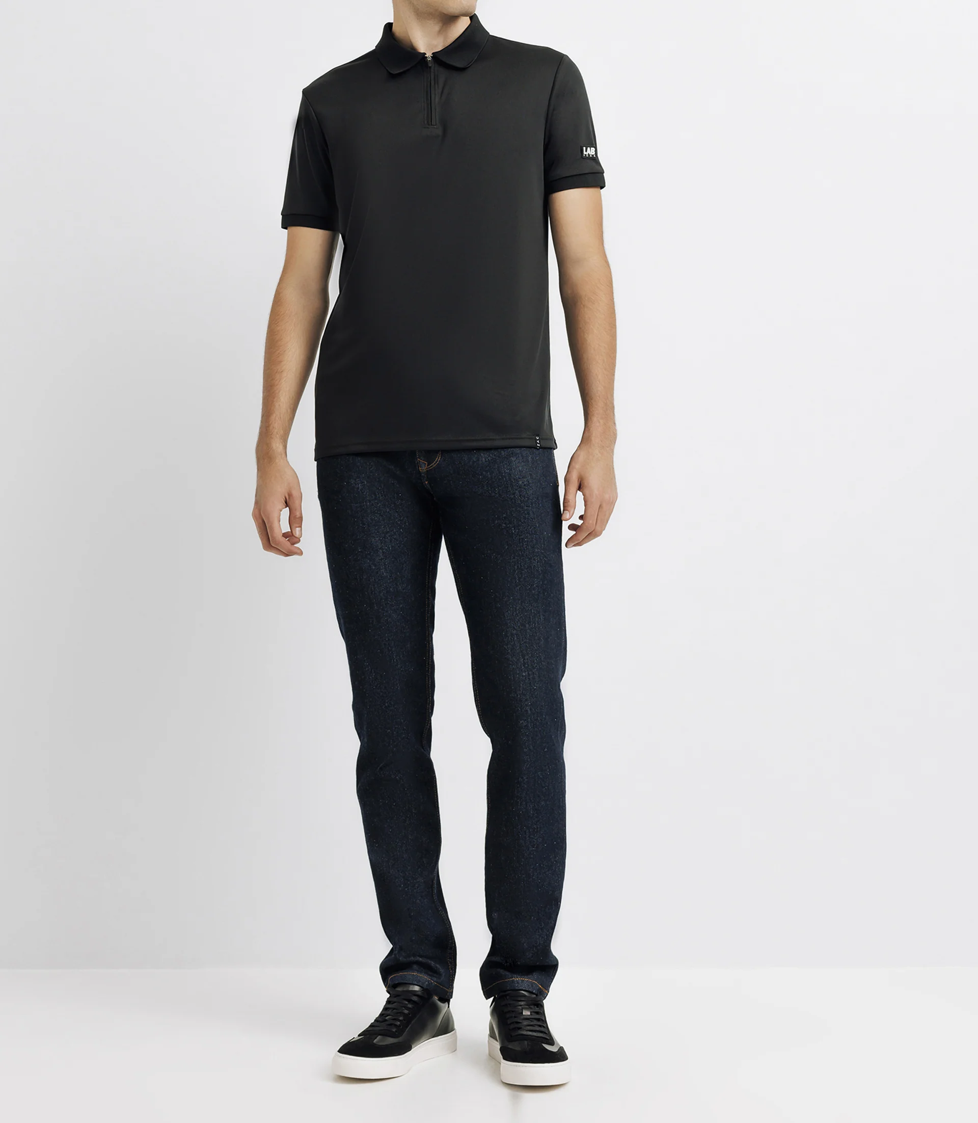 Polo col zippé avec patch noir - Image 3