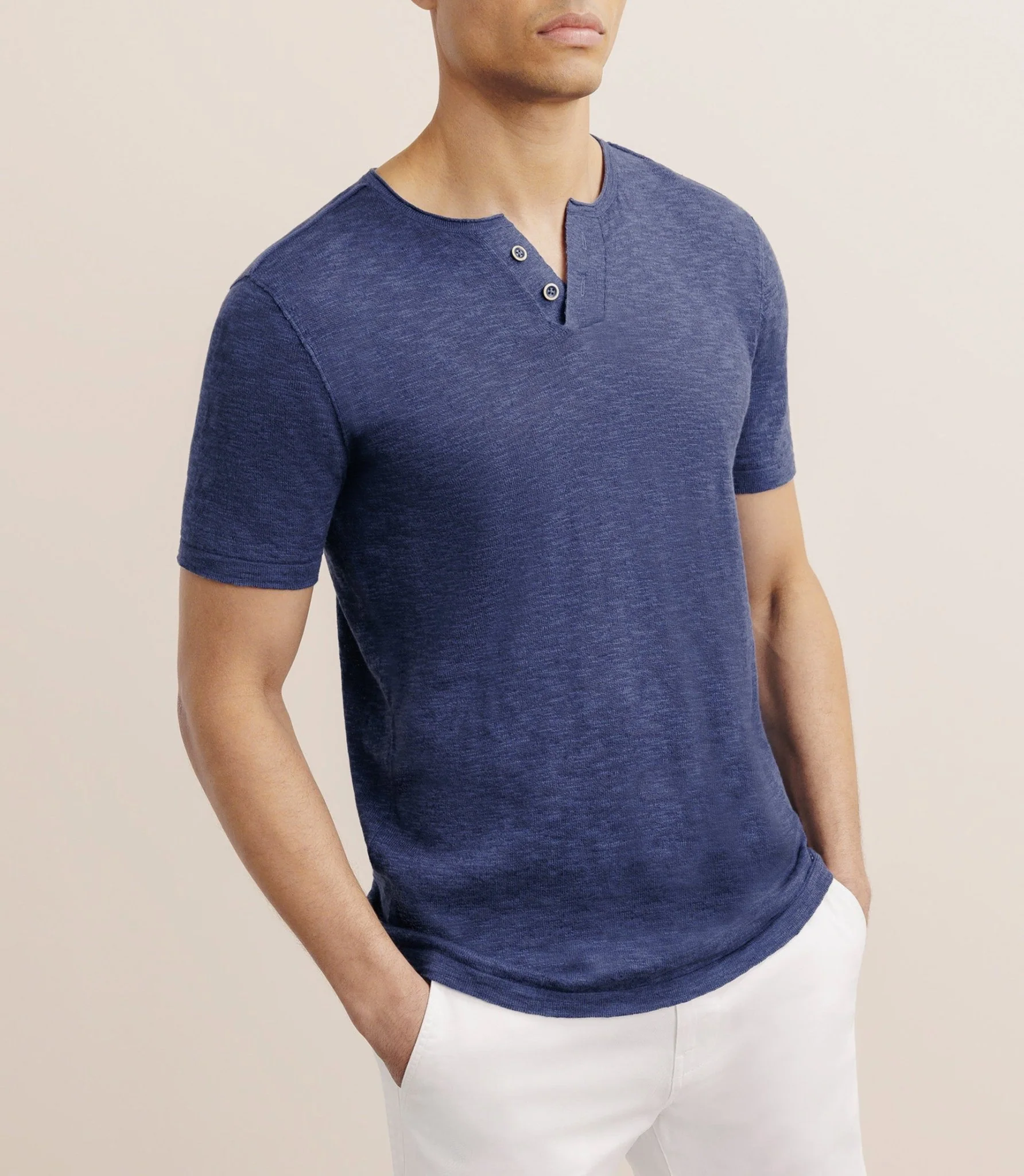 T-shirt boutonné marine