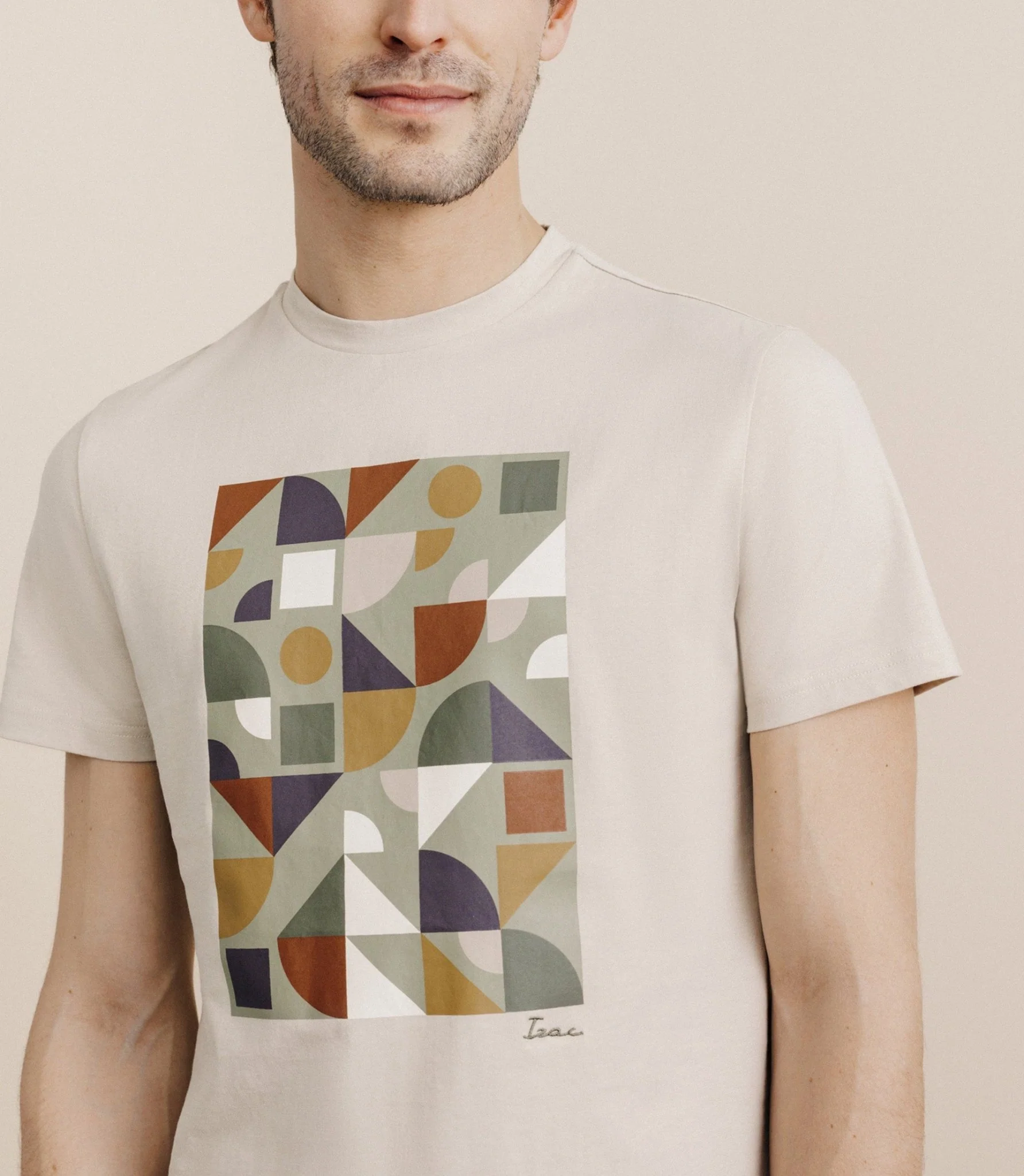 T-shirt print manches courtes beige - Image 2