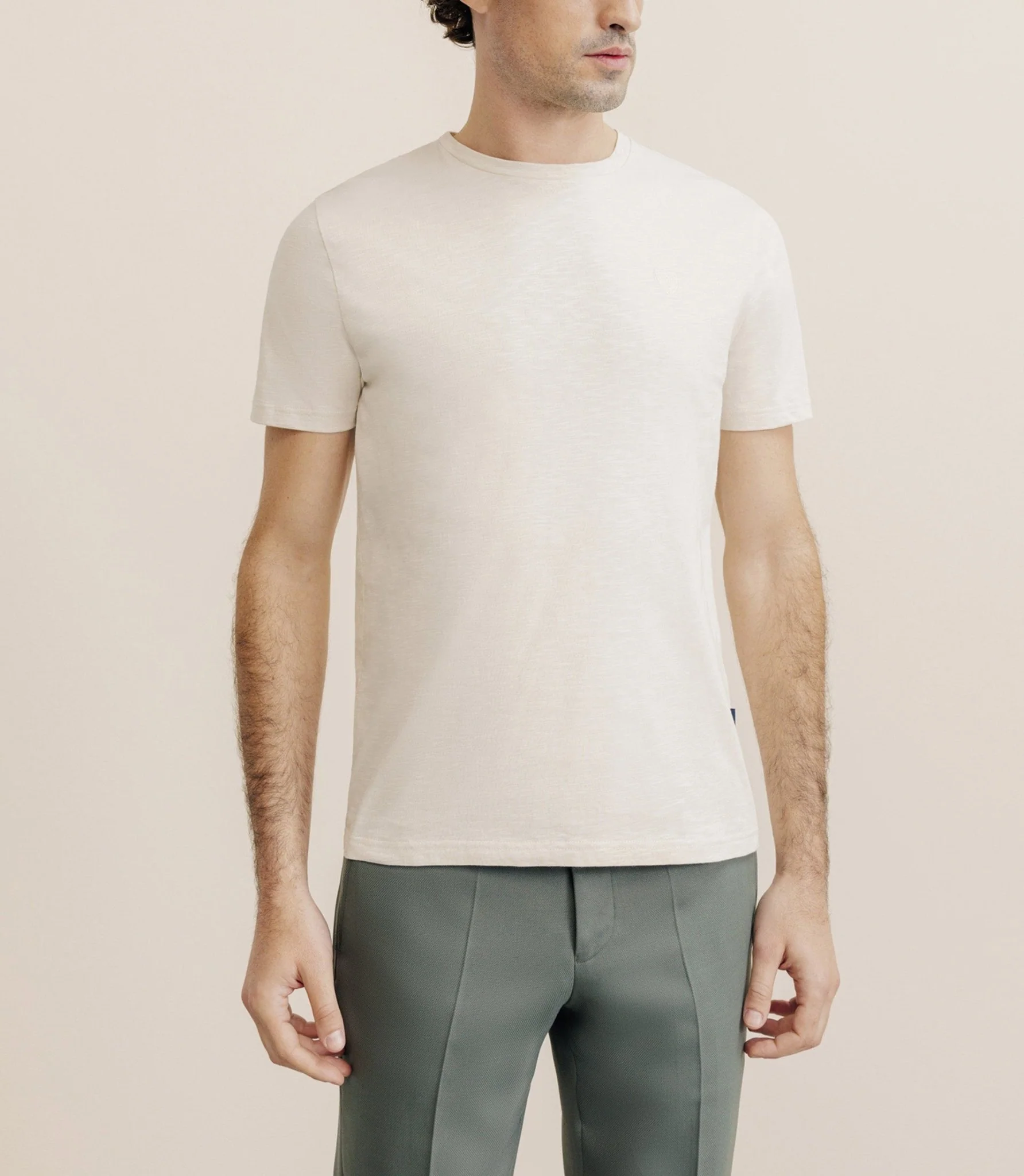 T-shirt col rond beige