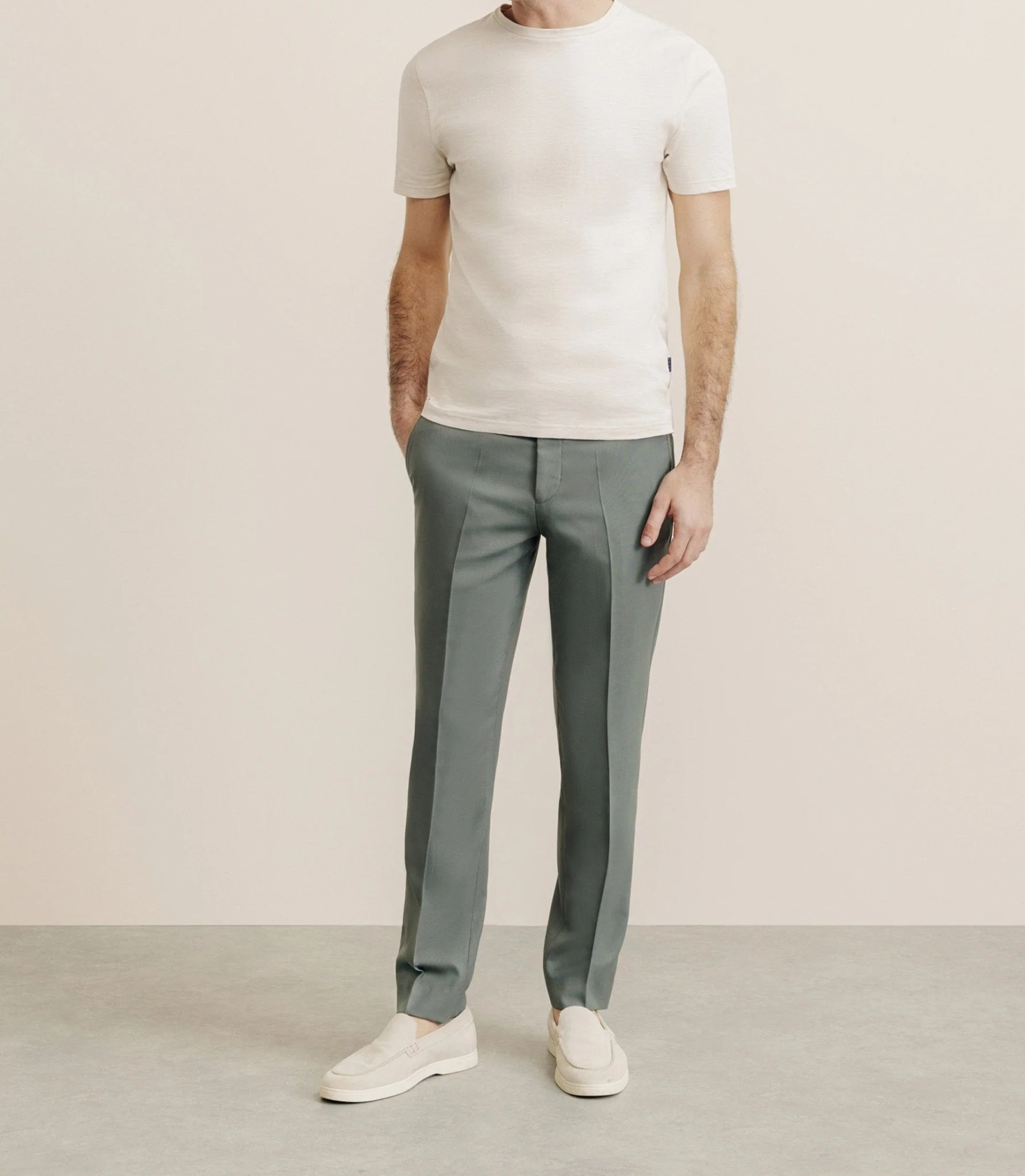 T-shirt col rond beige - Image 3