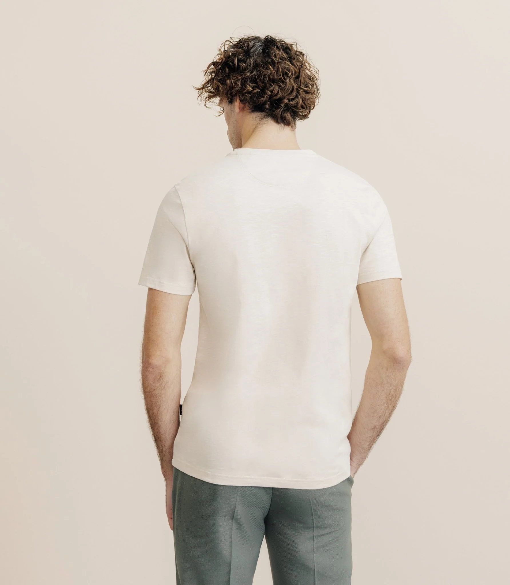 T-shirt col rond beige - Image 4