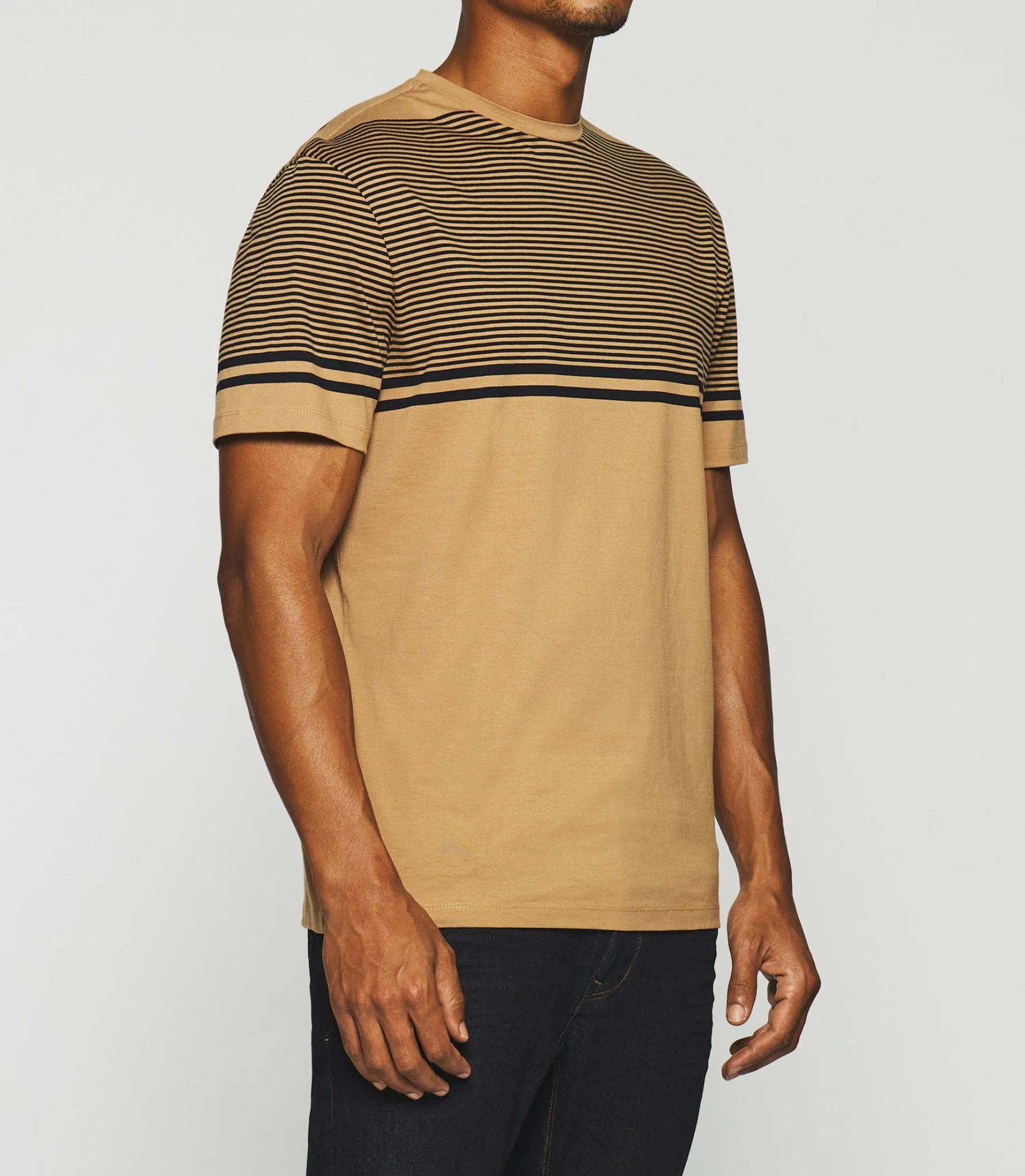 T-shirt à rayures camel et marine GORDIE - Image 2