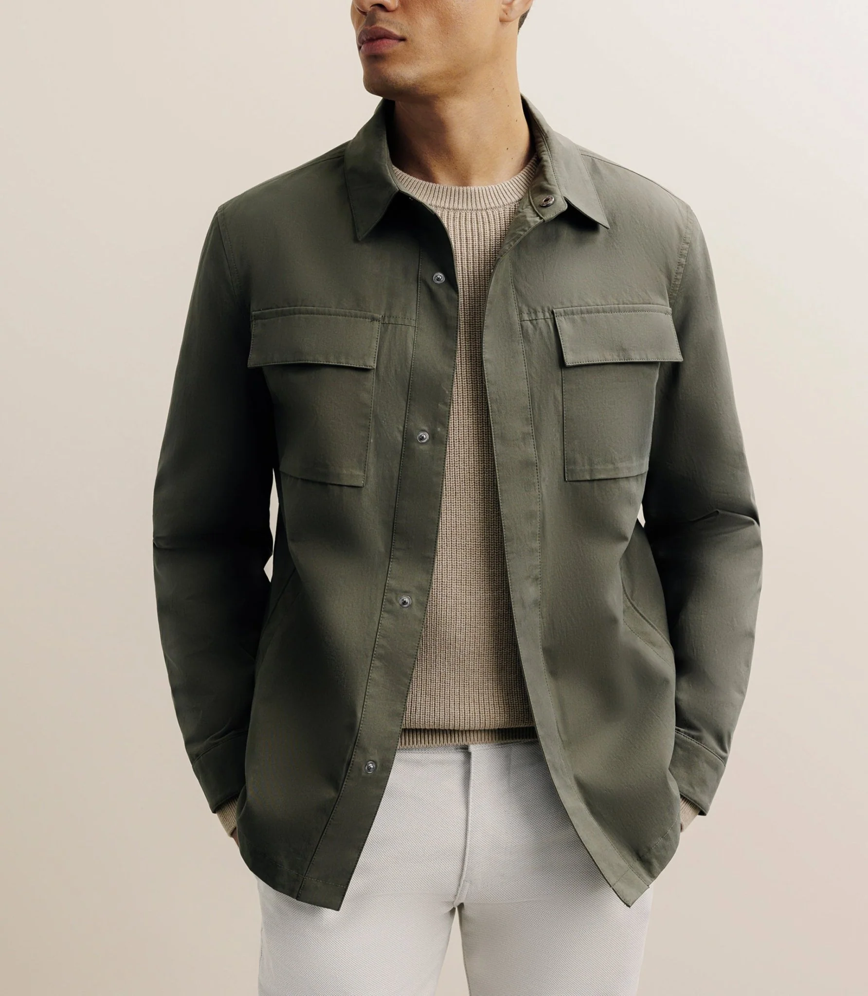 Veste casual 100% coton kaki