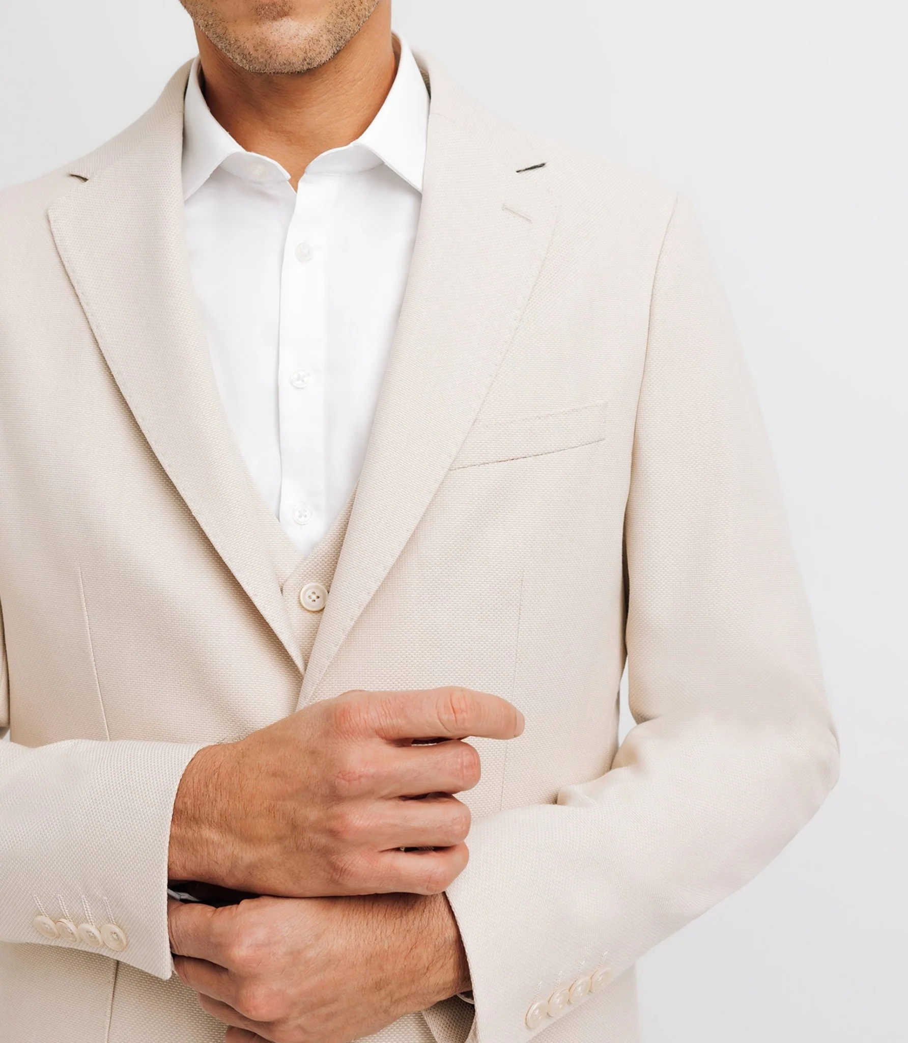 Veste casual 2 boutons écrue - Image 3