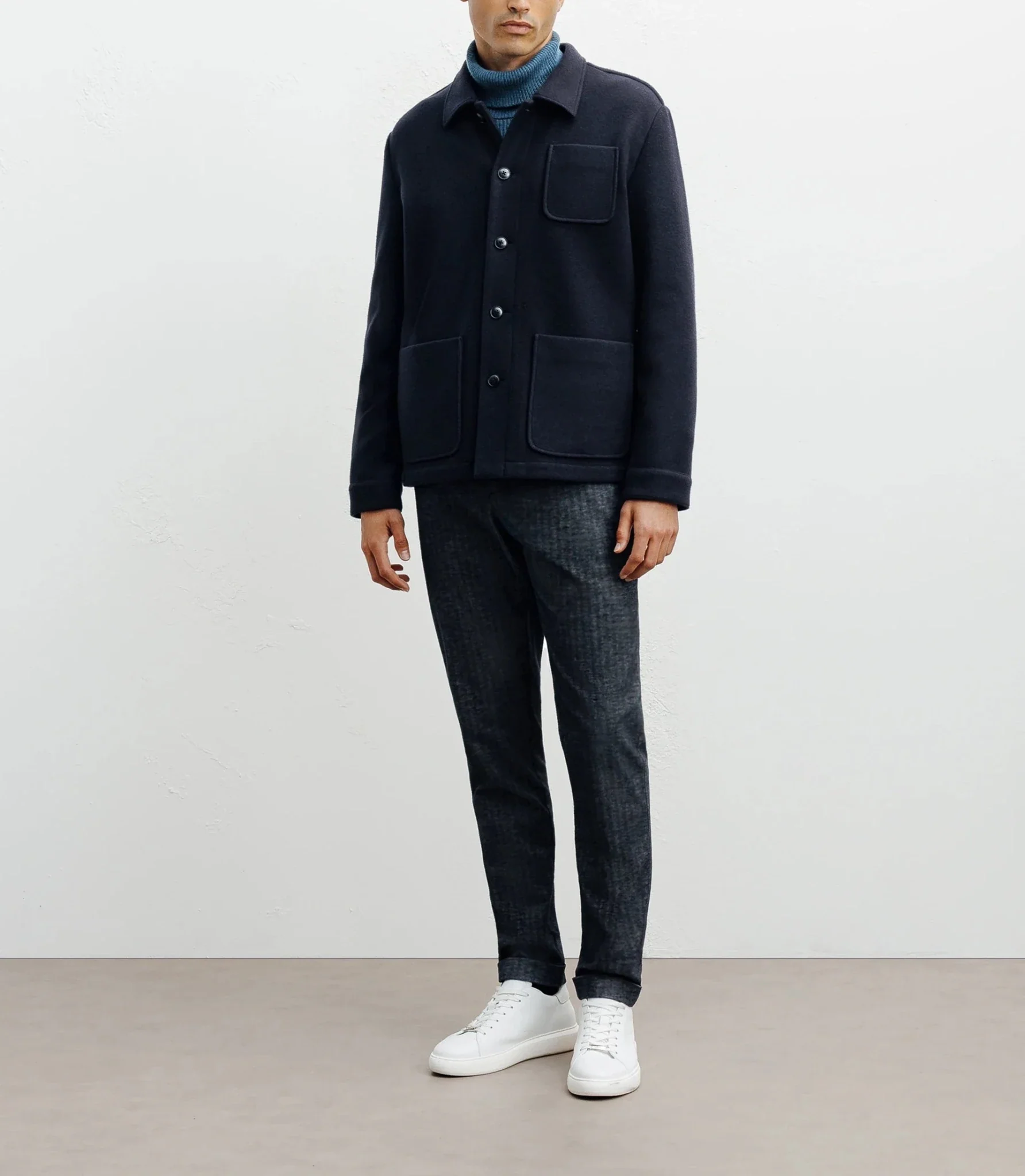 Veste casual 3 poches marine - Image 3