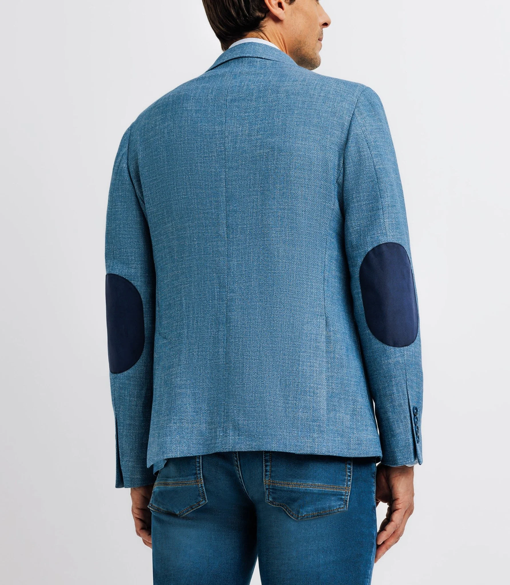 Veste bleue en lin à coudières - Image 3