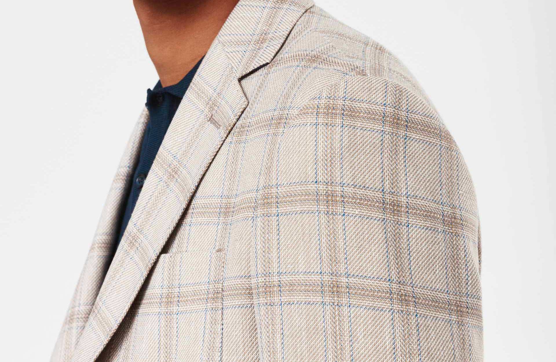 Veste casual carreaux beige - Image 3