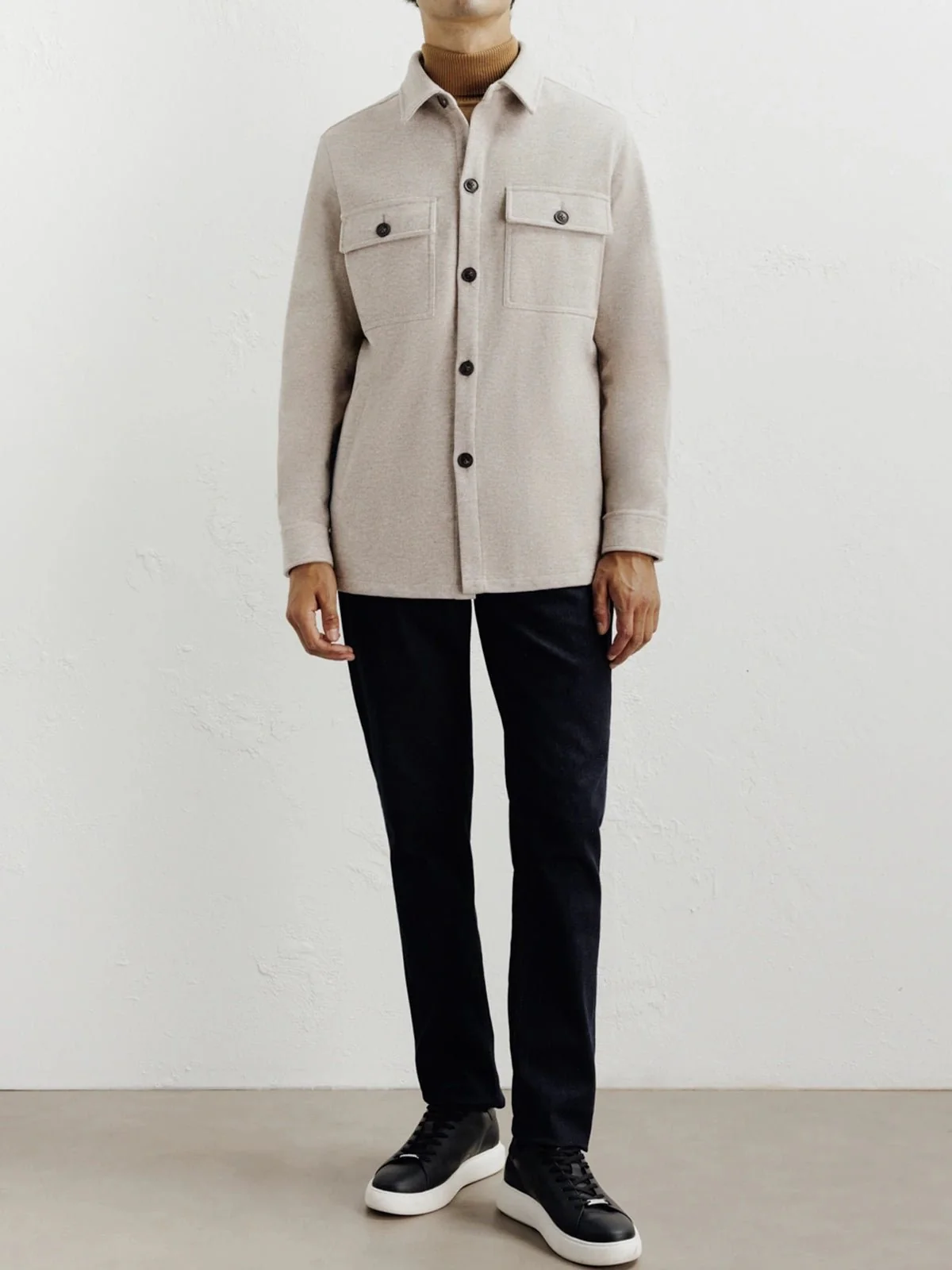 Veste casual col chemise beige - Image 3