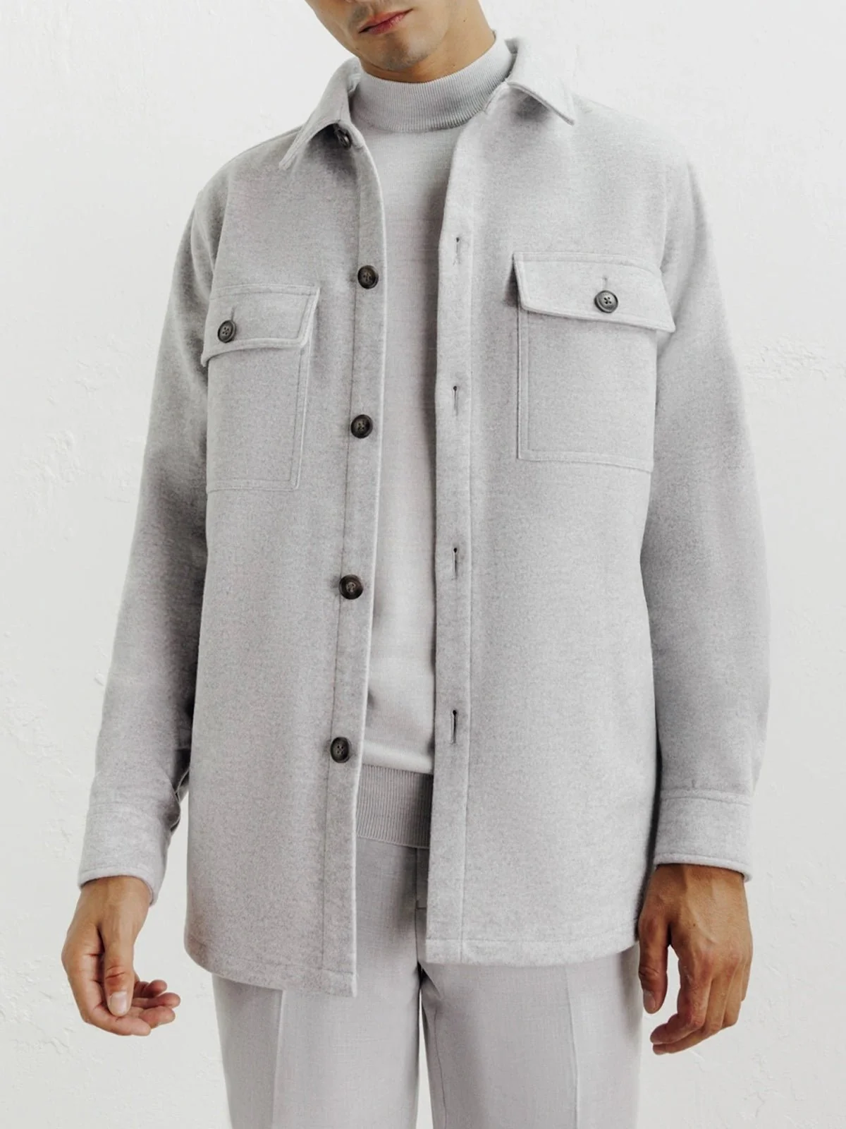 Veste casual col chemise gris clair