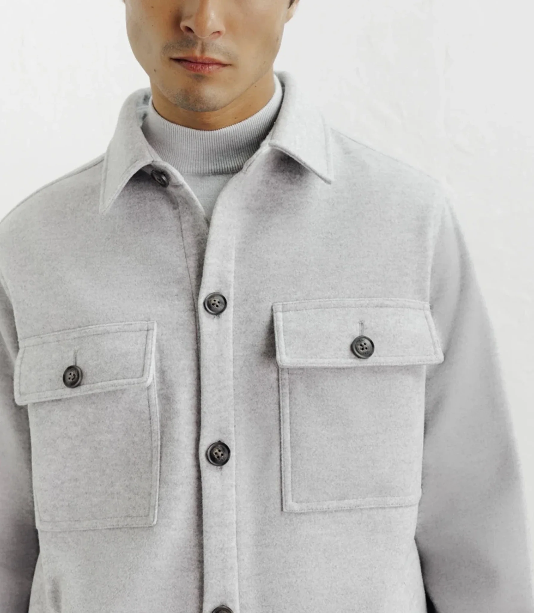 Veste casual col chemise gris clair - Image 2