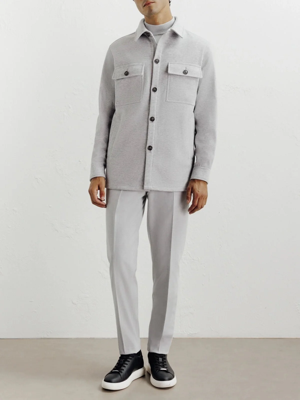 Veste casual col chemise gris clair - Image 3