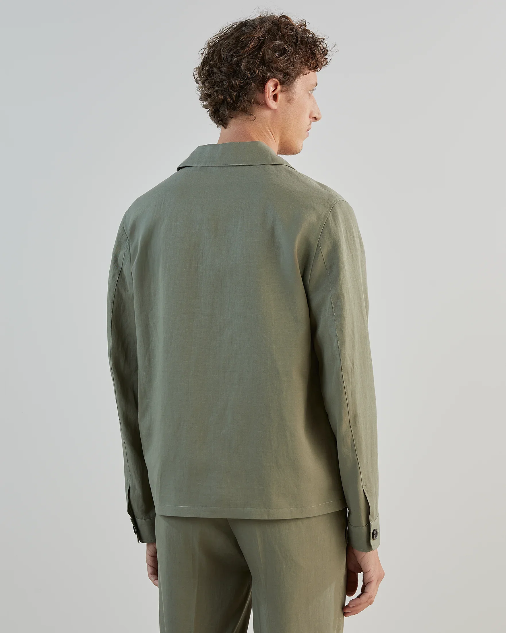 Veste casual col chemise kaki - Image 3