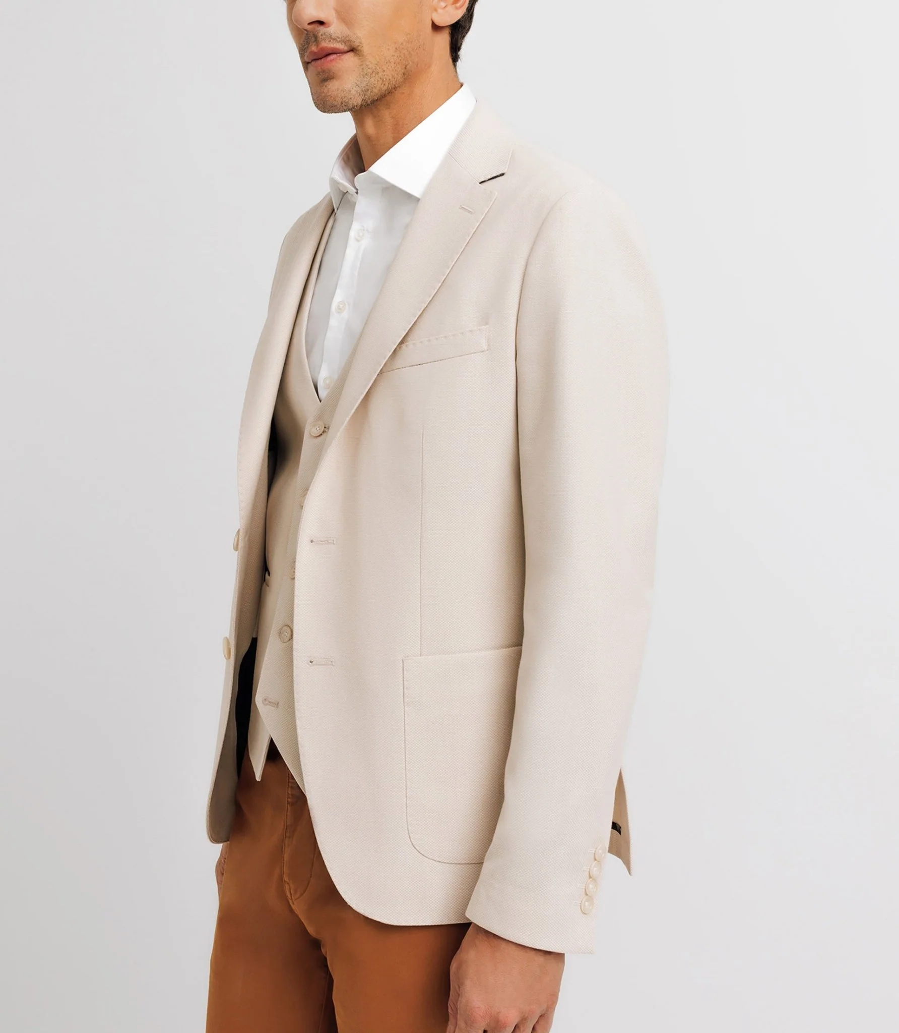 Veste casual armurée effet nid d'abeille écru - Image 2