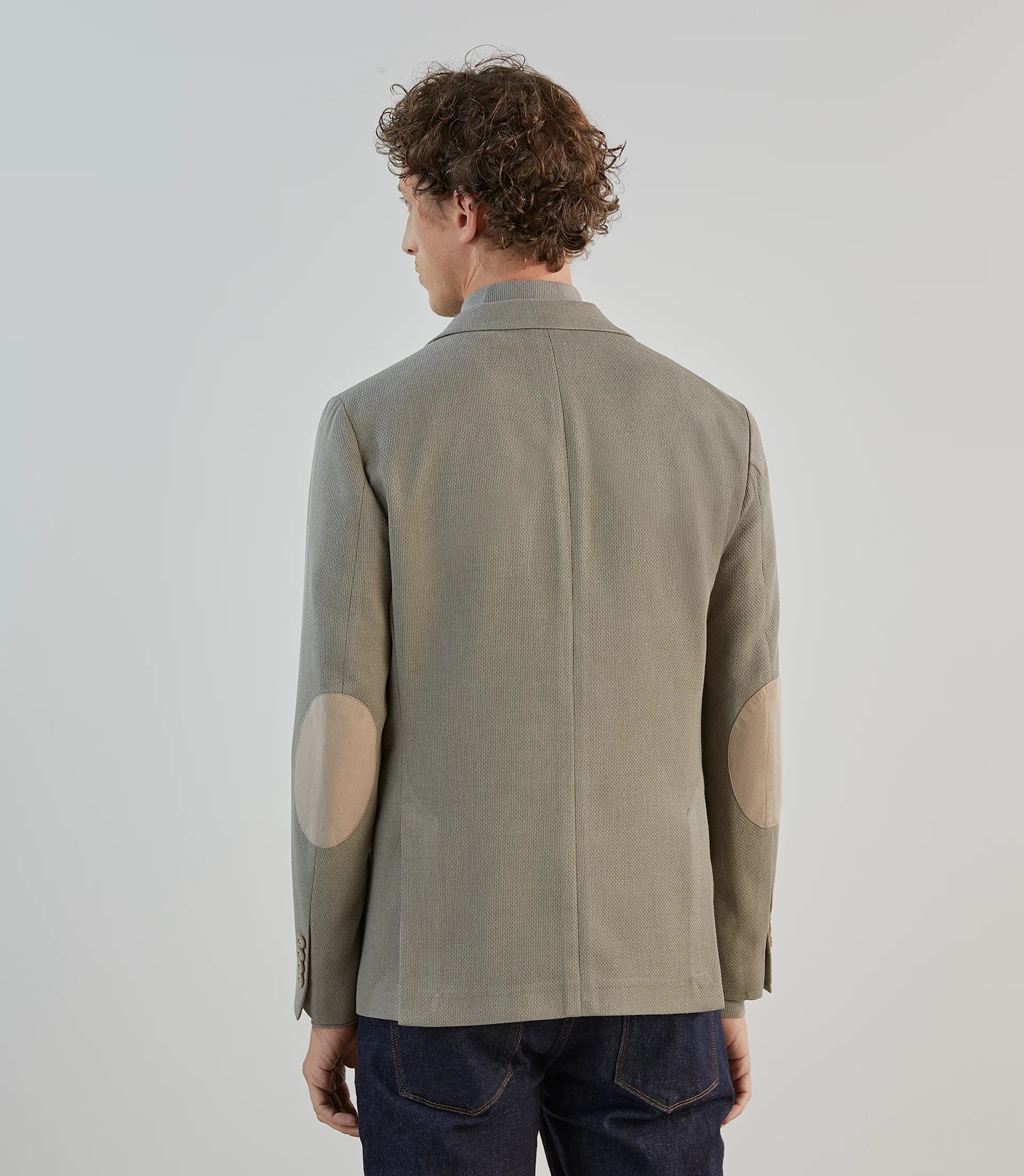 Veste casual en tissu armuré taupe - Image 4