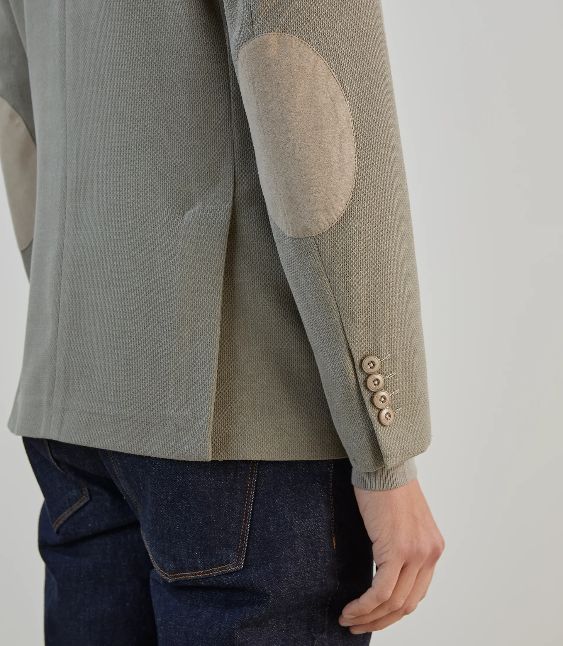 Veste casual en tissu armuré taupe - Image 5