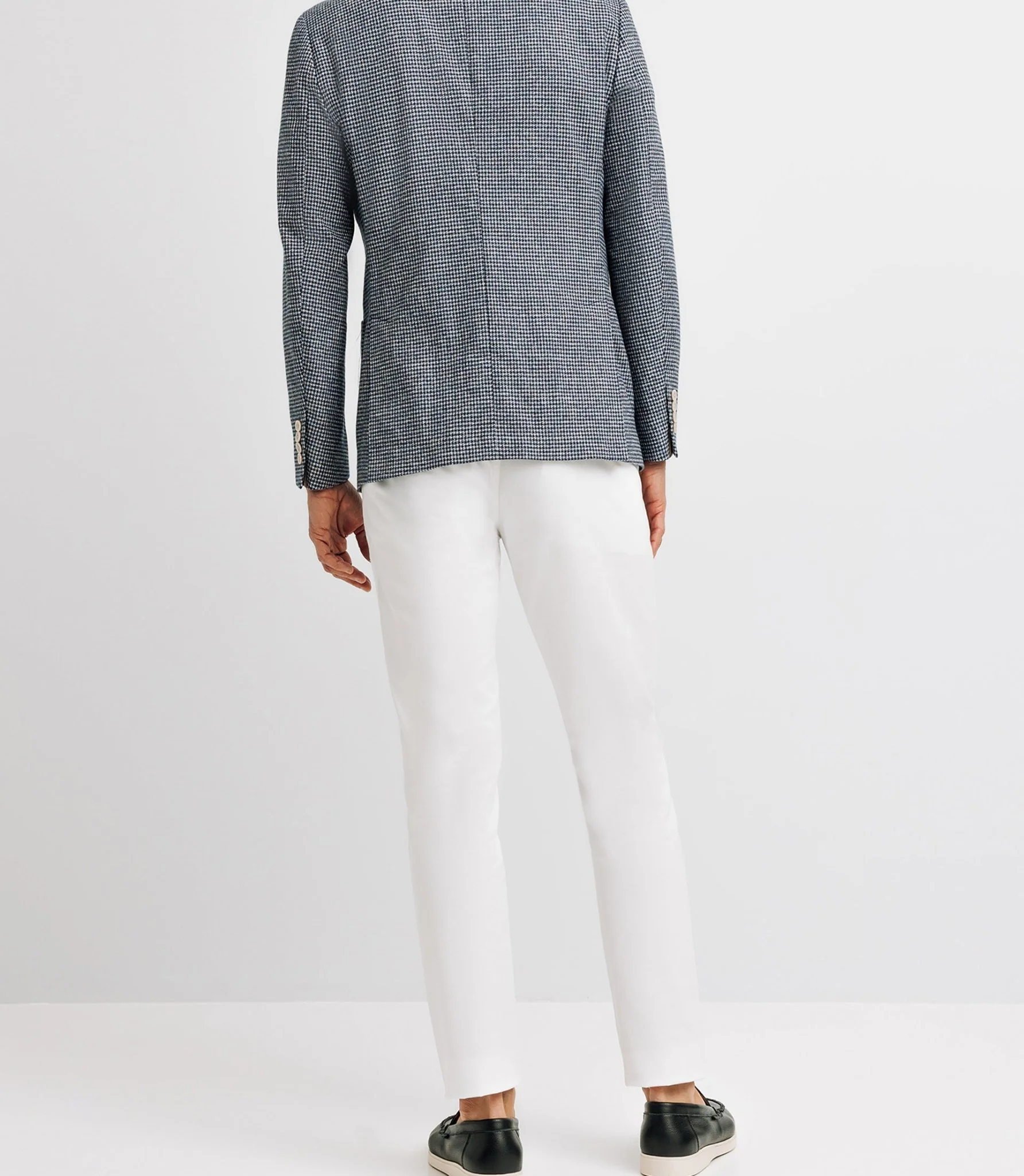 Veste casual en lin motif pied de poule marine - Image 4