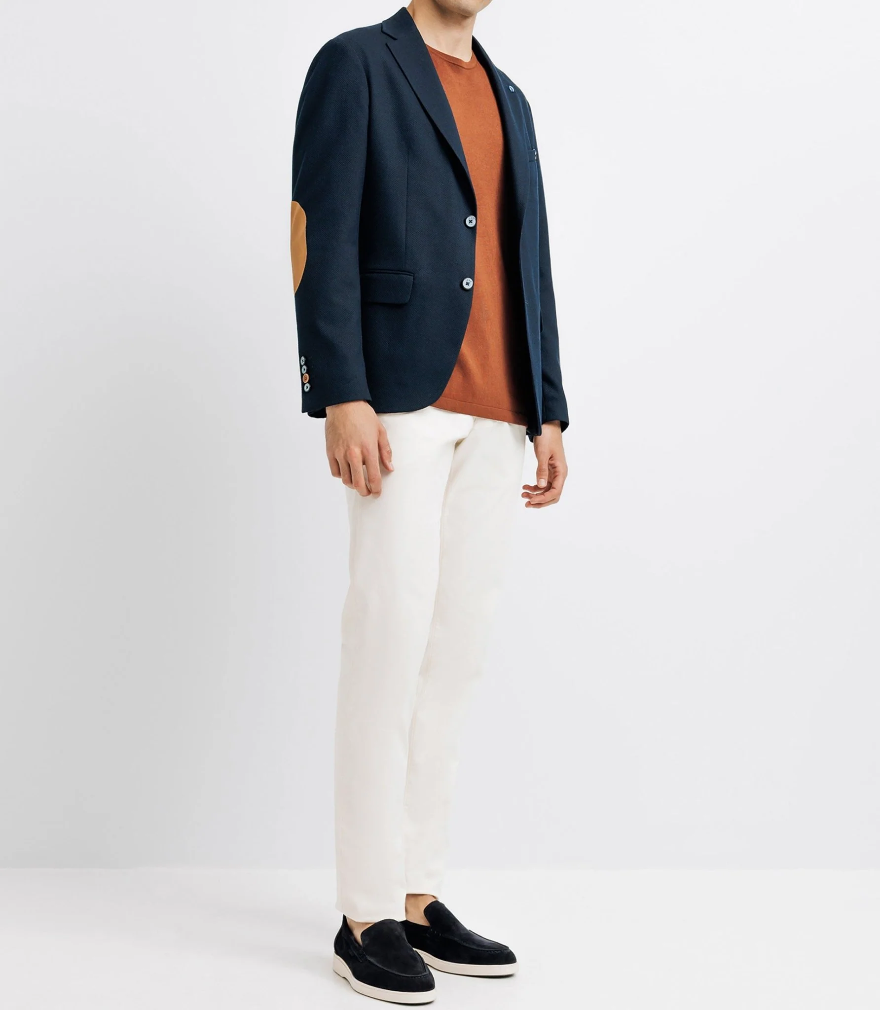 Veste casual à coudière marine
