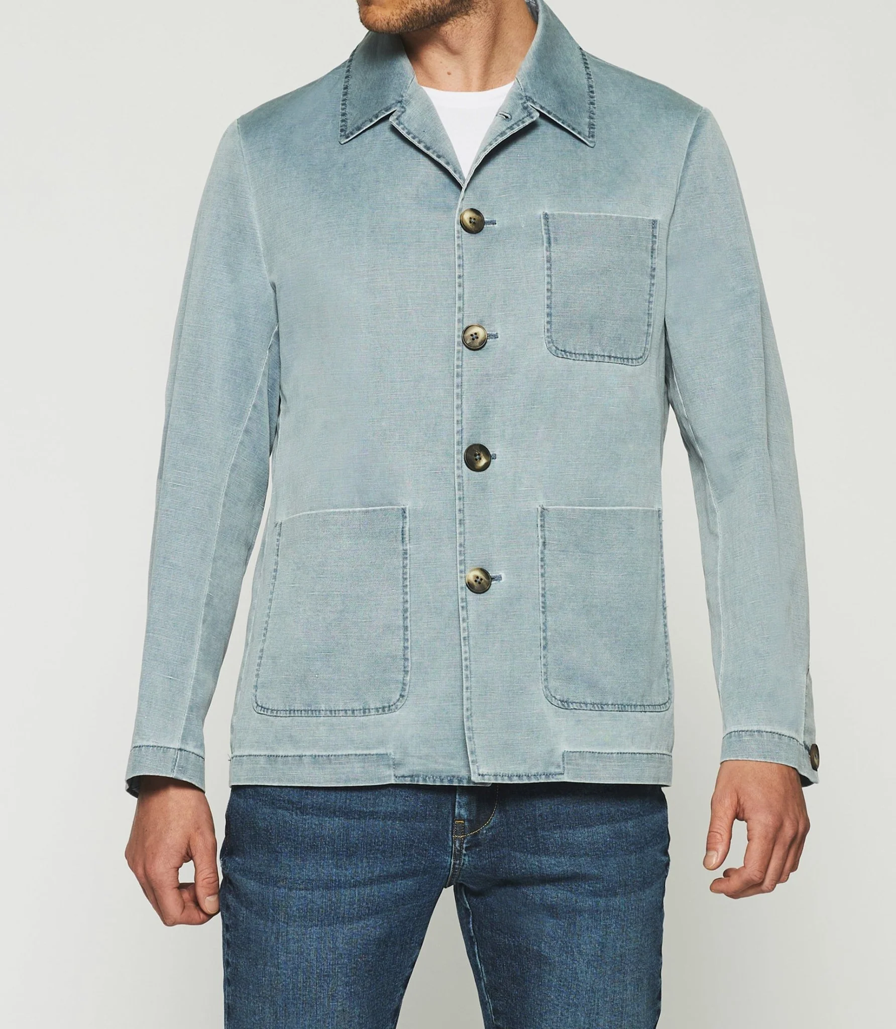 Veste en coton lin bleue AQUA - Image 2