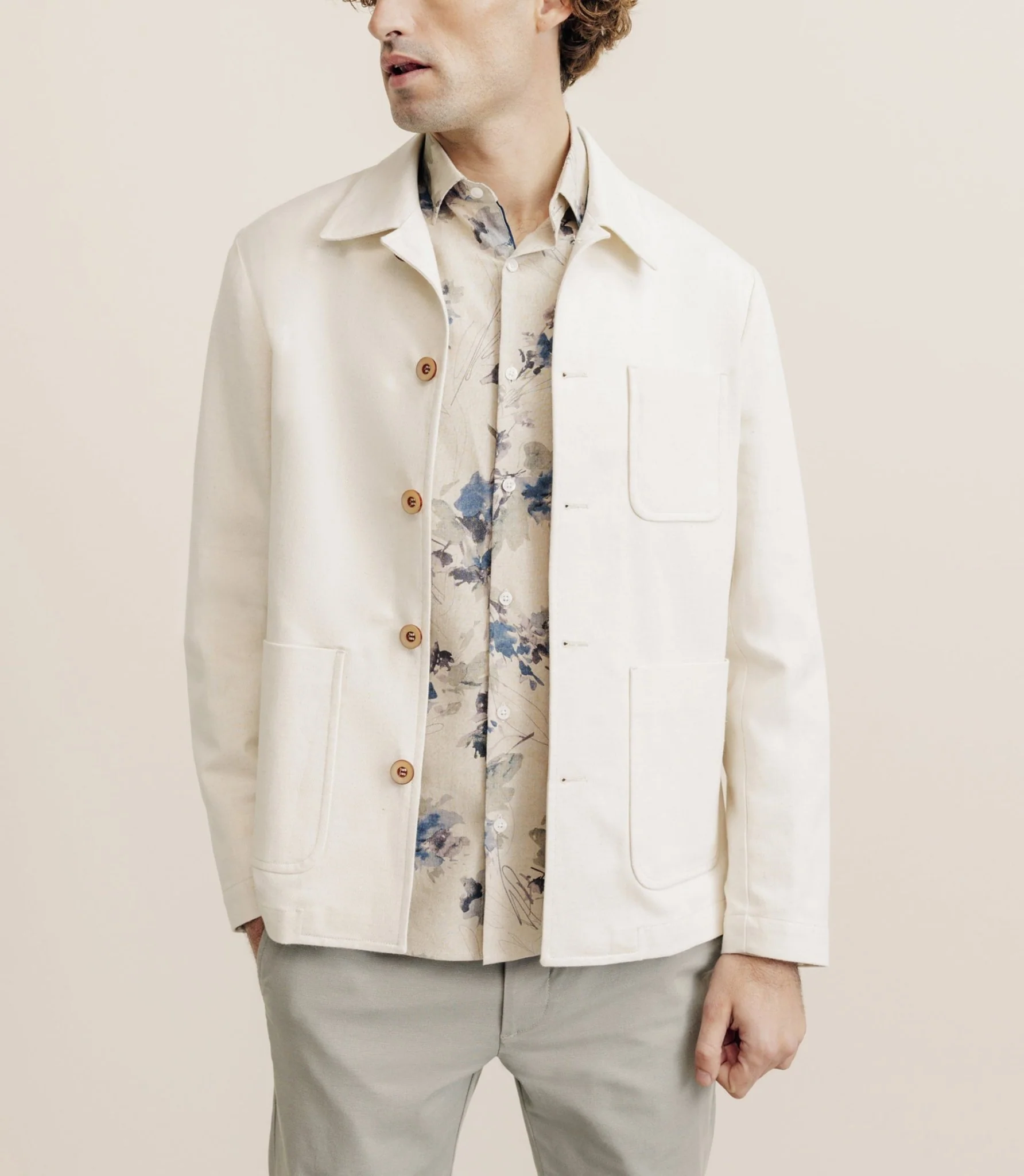 Veste col chemise écrue