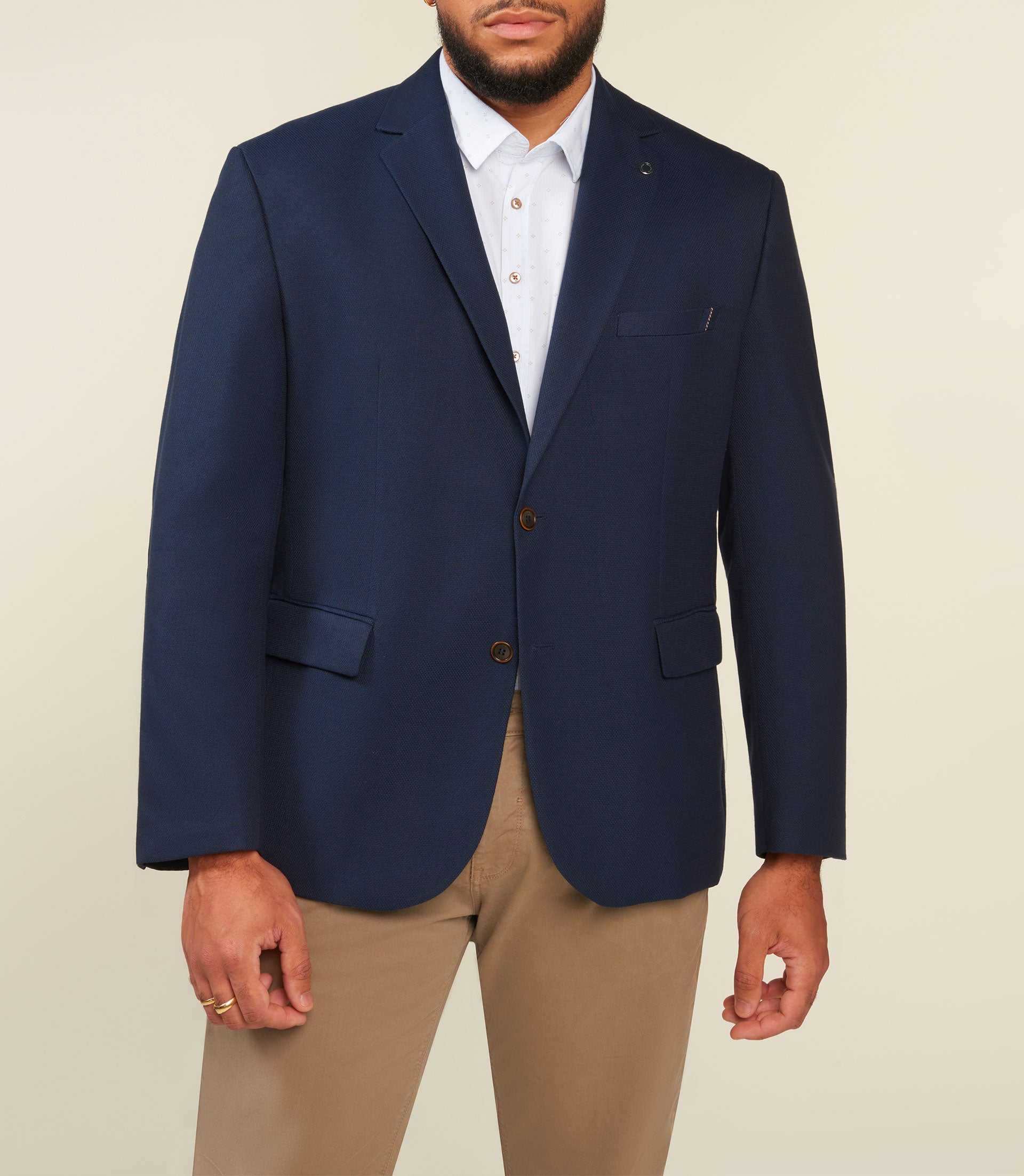 Veste 2 boutons poches plaquées marine DEVABT - Image 3