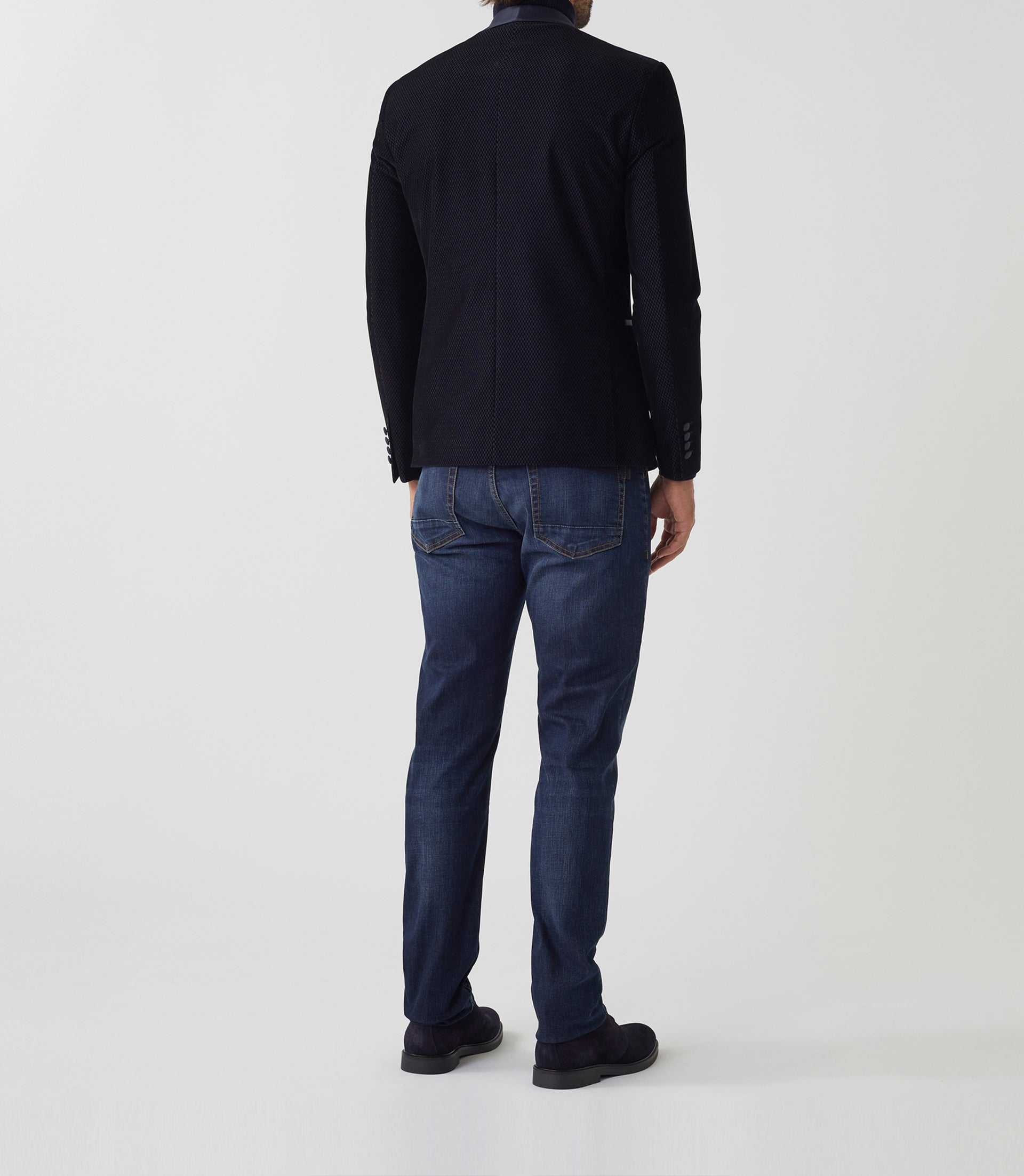 Veste velours col châle satin marine "Voltige" - Image 6
