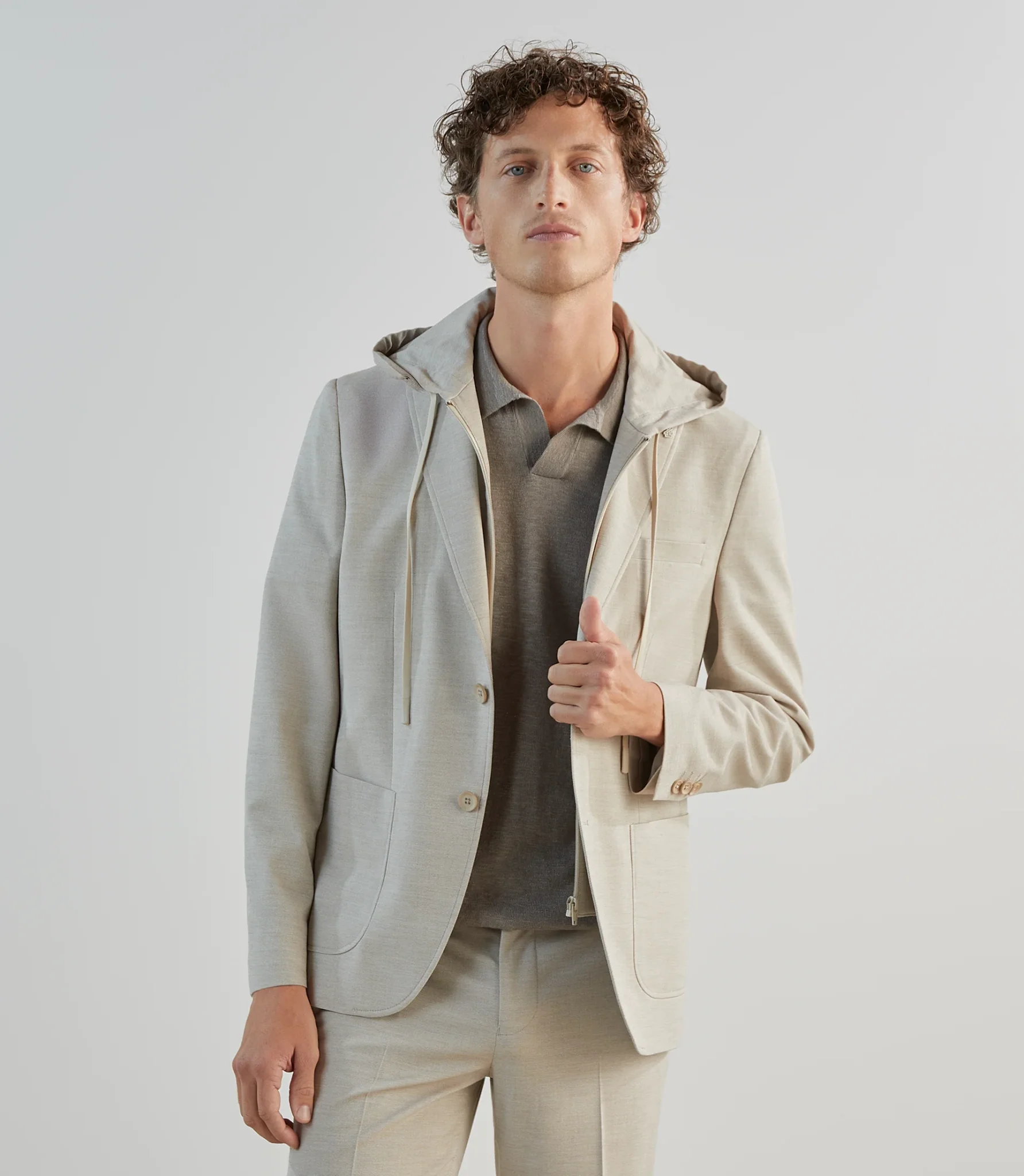 Veste ville avec parementure beige