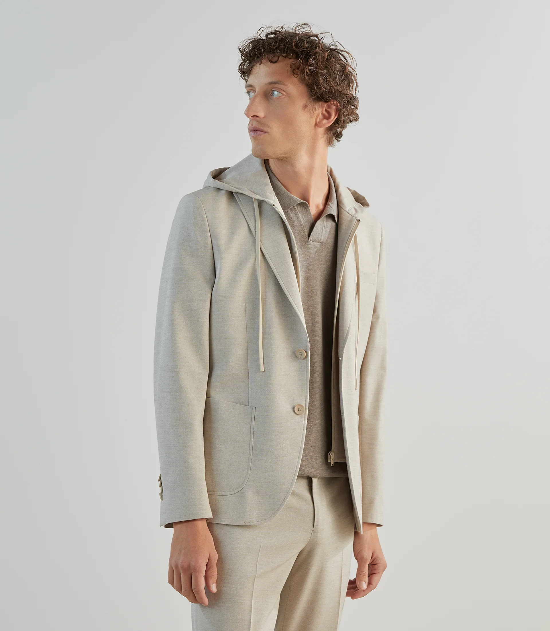 Veste ville avec parementure beige - Image 2