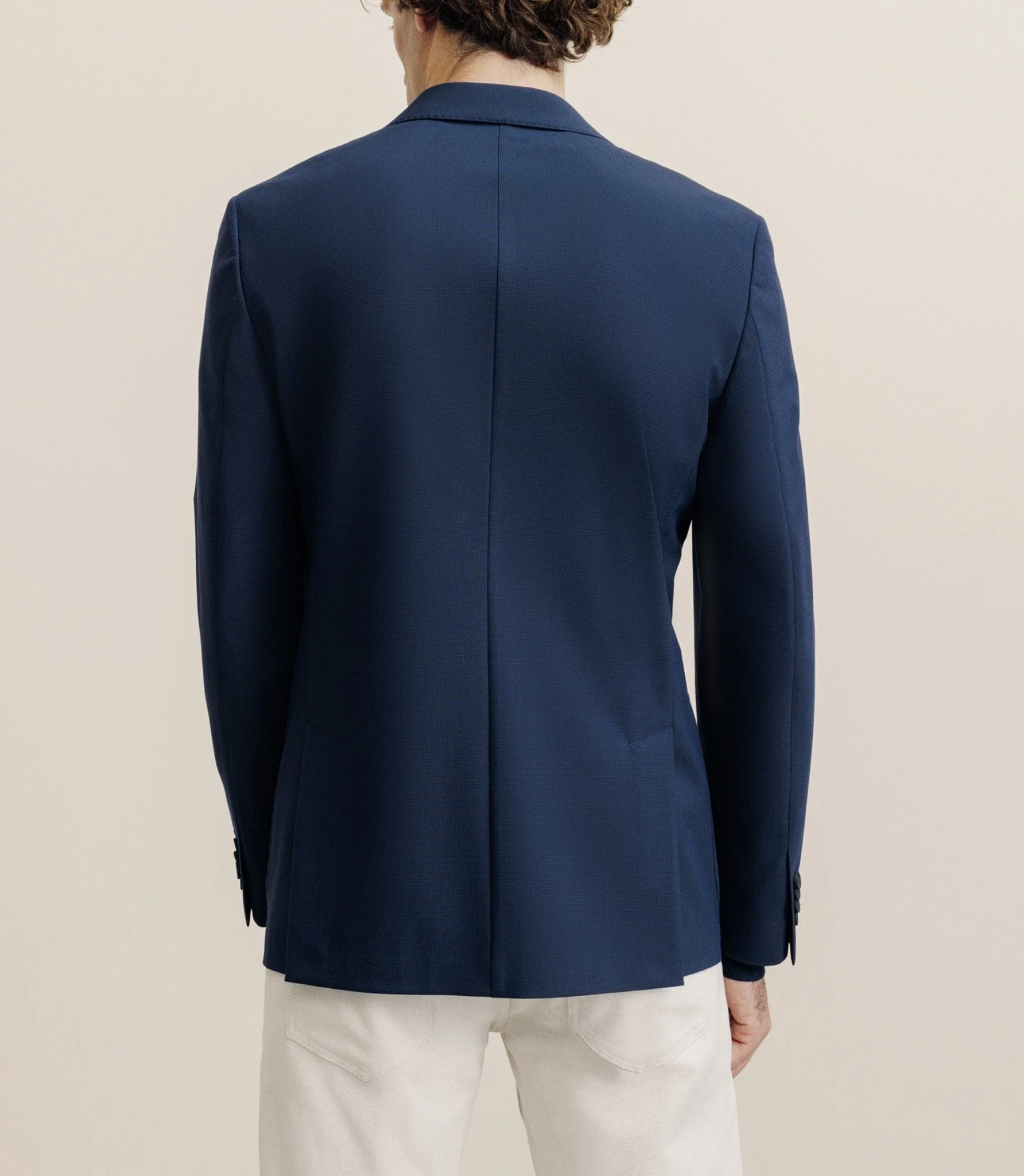 Veste en tissu armuré marine - Image 4