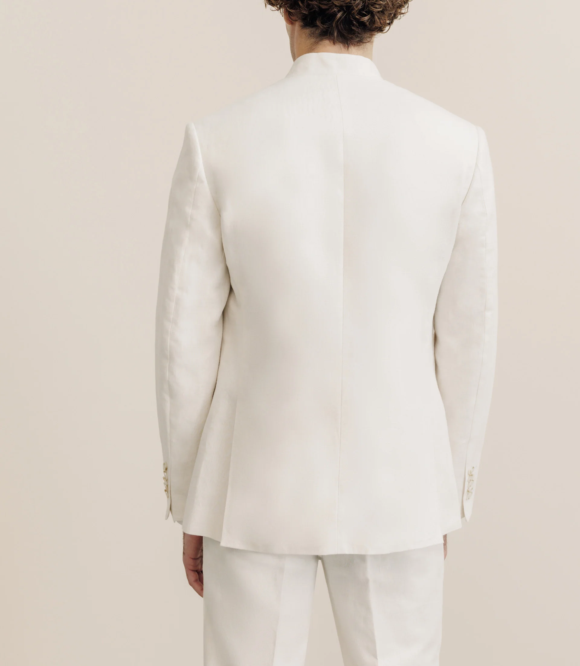Veste ville col mao lin écru - Image 4