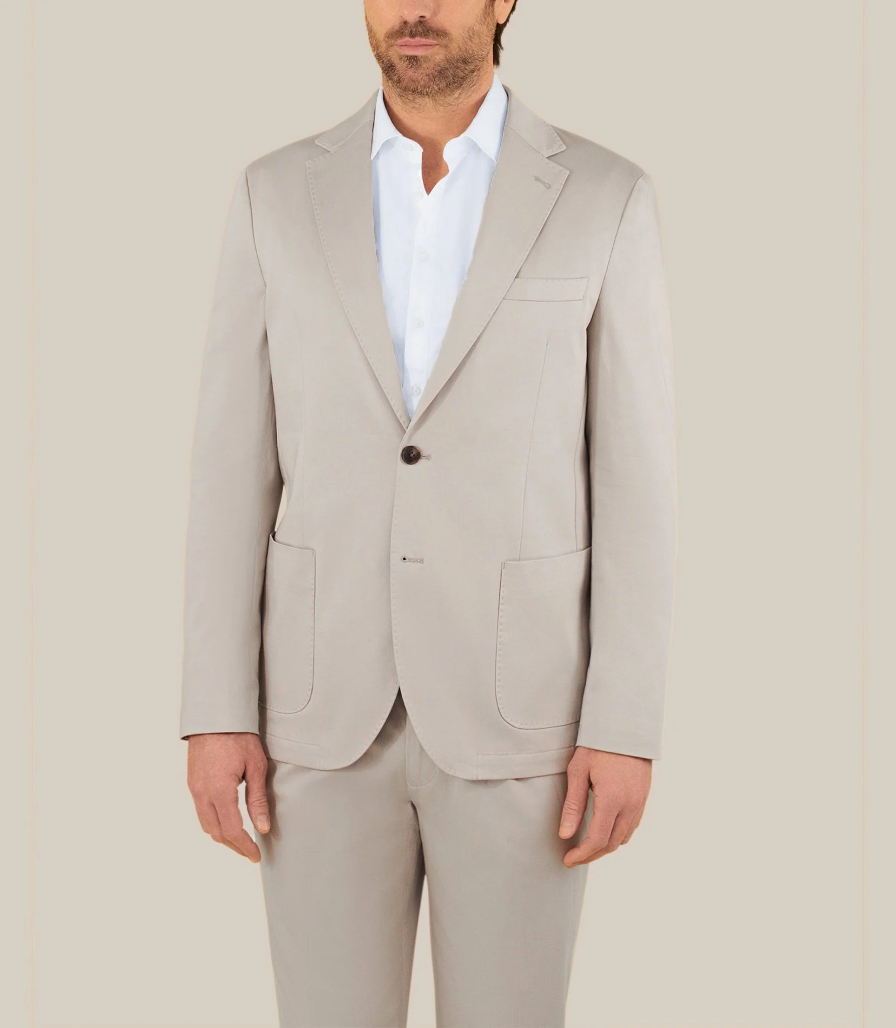 Veste ville en satin de coton beige - Image 2