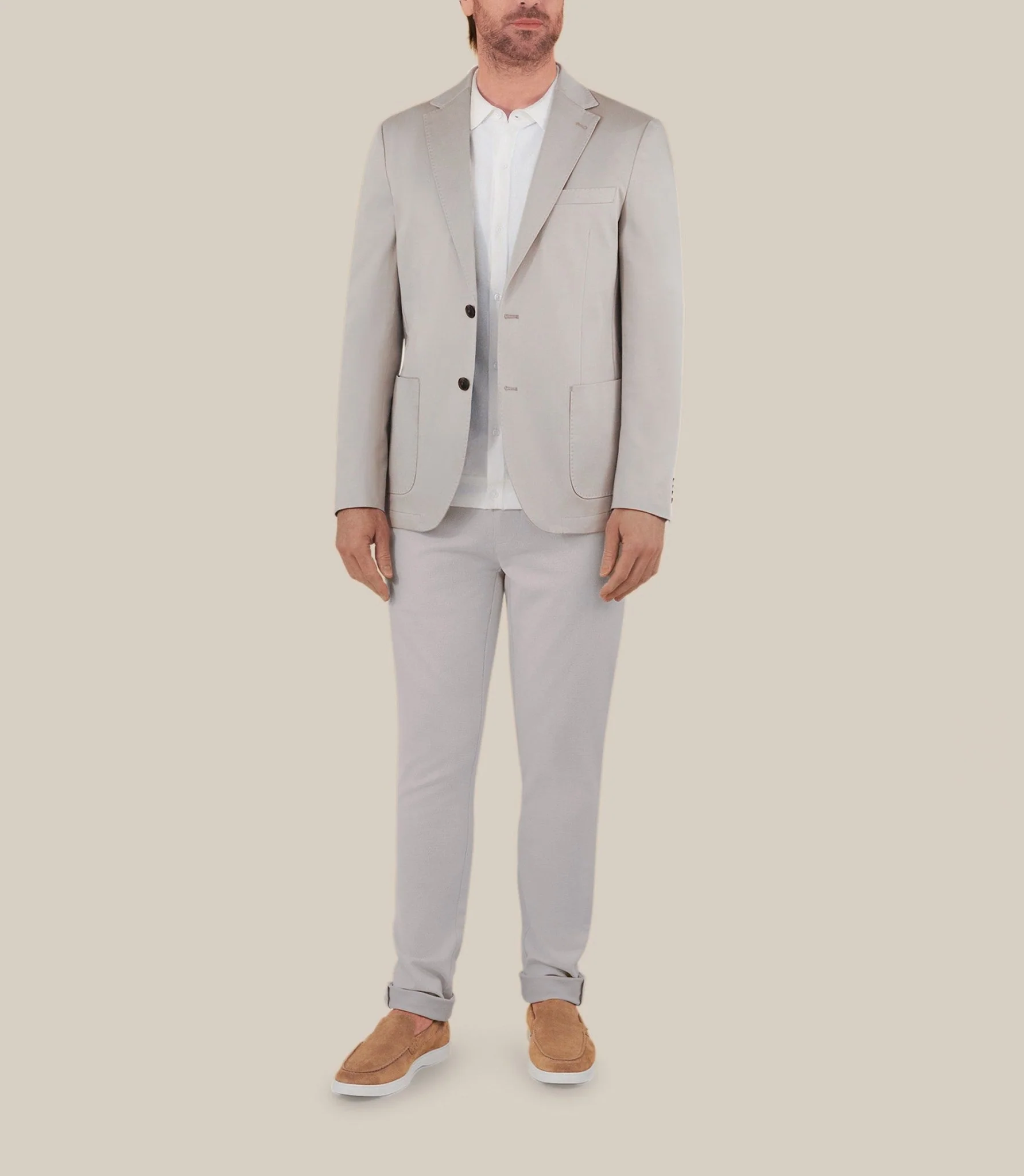 Veste ville en satin de coton beige - Image 3