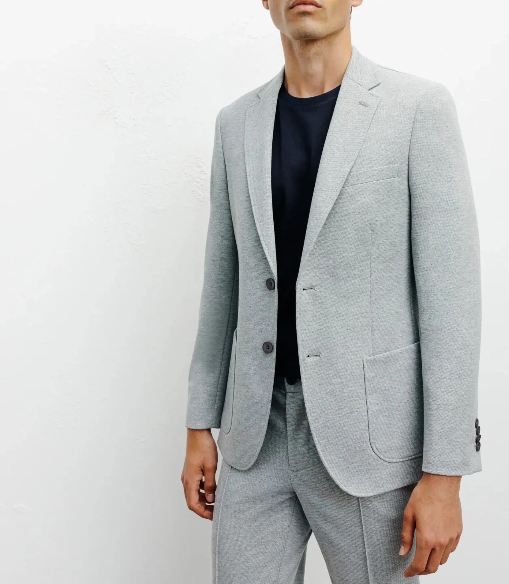 Veste ville en maille 2 boutons gris