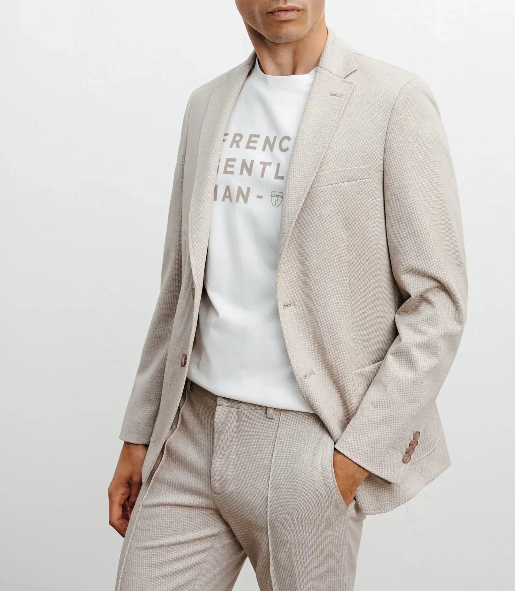 Veste ajustée en maille beige