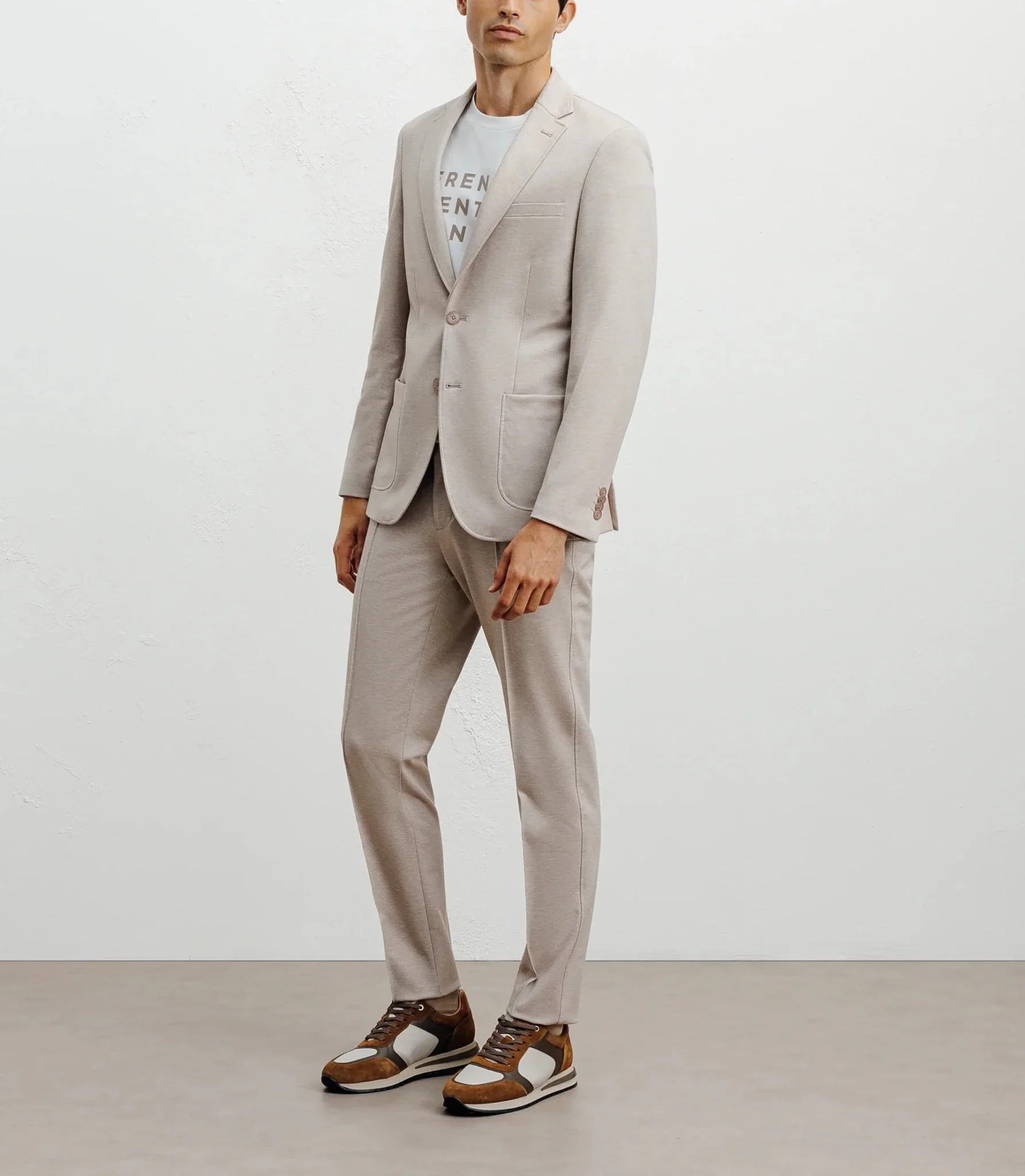 Veste ajustée en maille beige - Image 3
