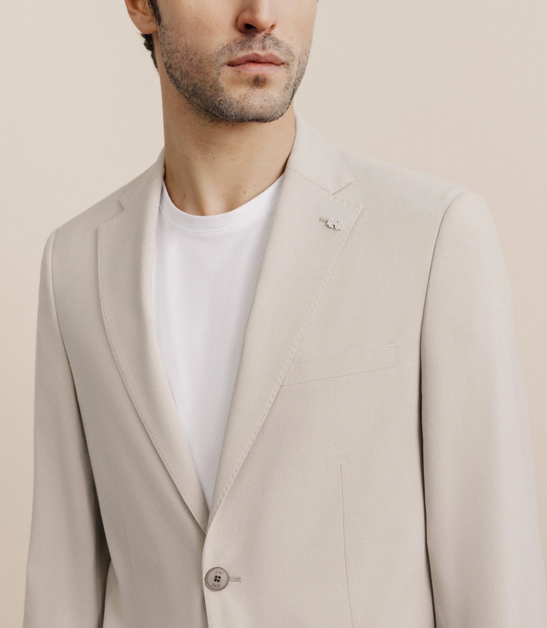 Veste en tissu armuré mastic - Image 2
