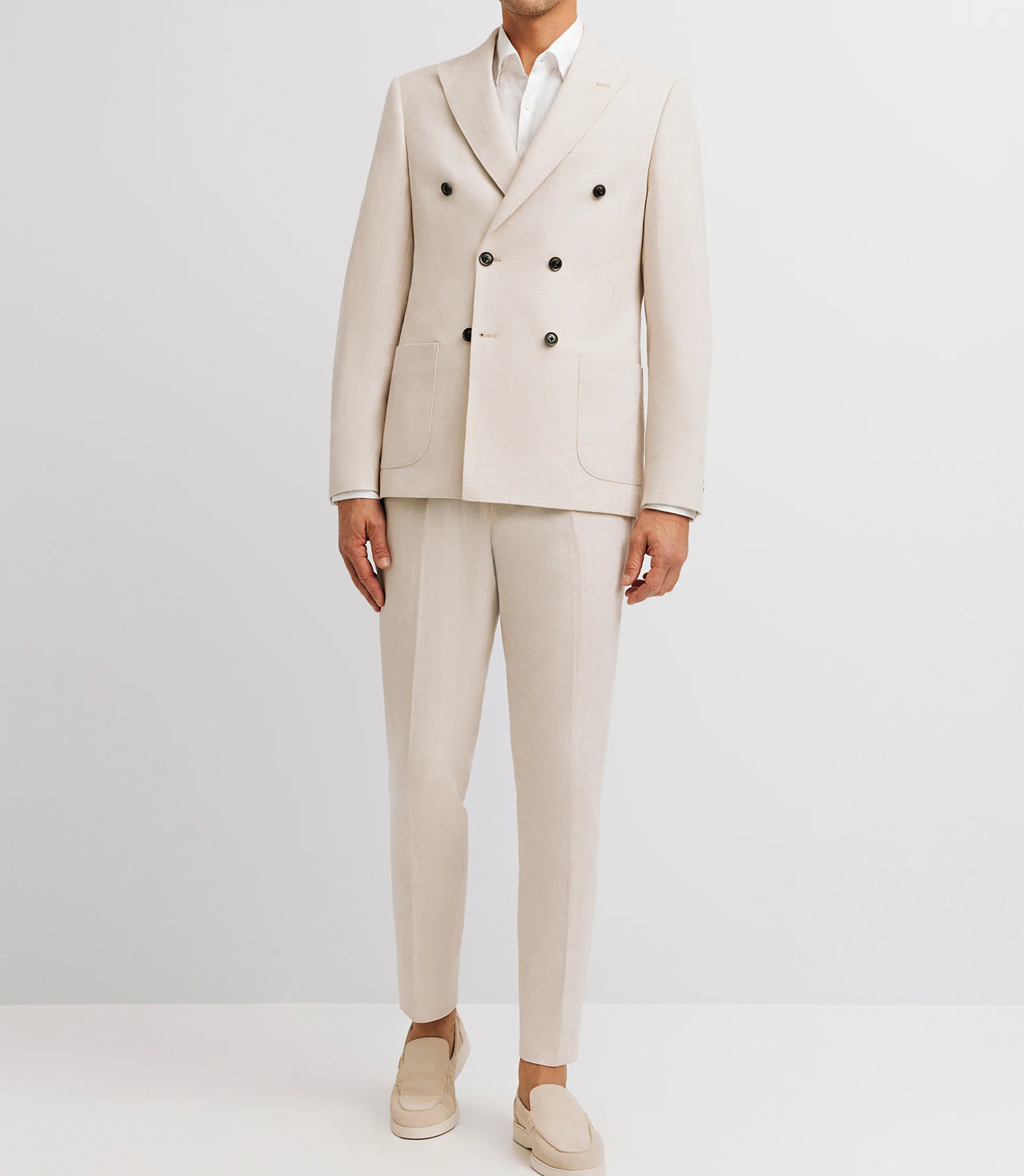 Veste croisée en lin beige