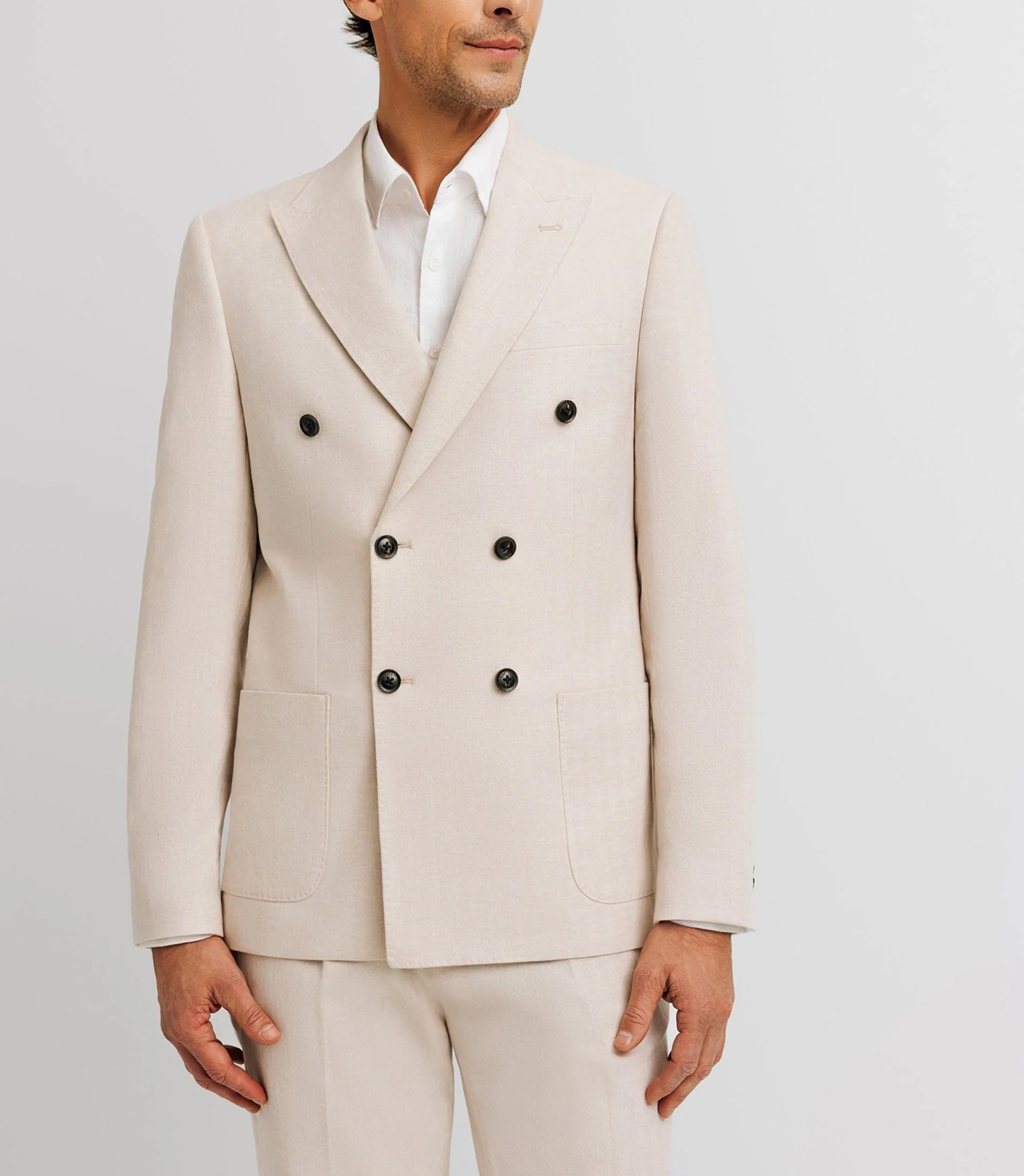 Veste croisée en lin beige - Image 2