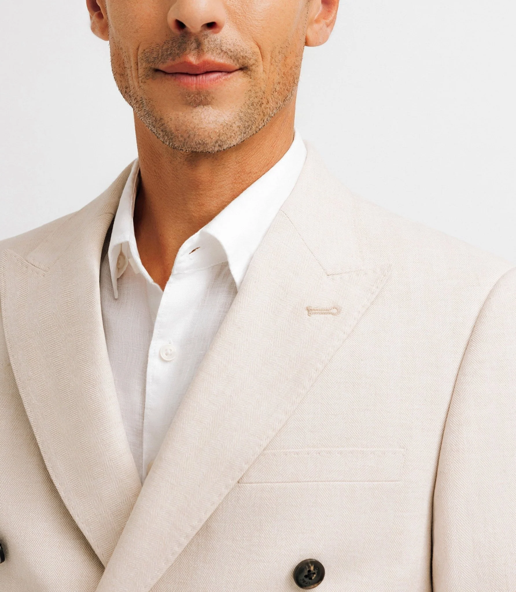 Veste croisée en lin beige - Image 3