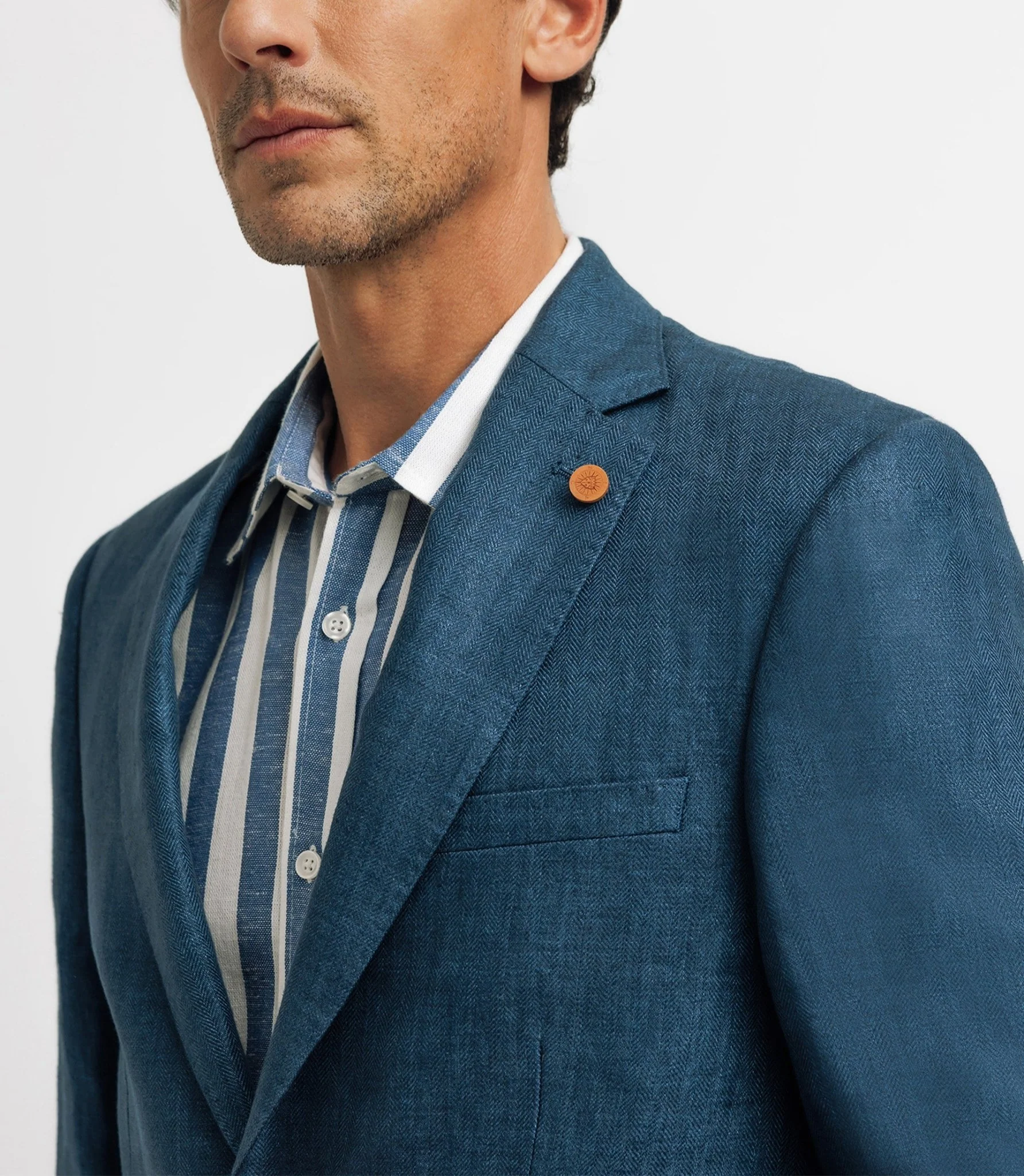Veste ville séparable en lin bleu indigo - Image 3