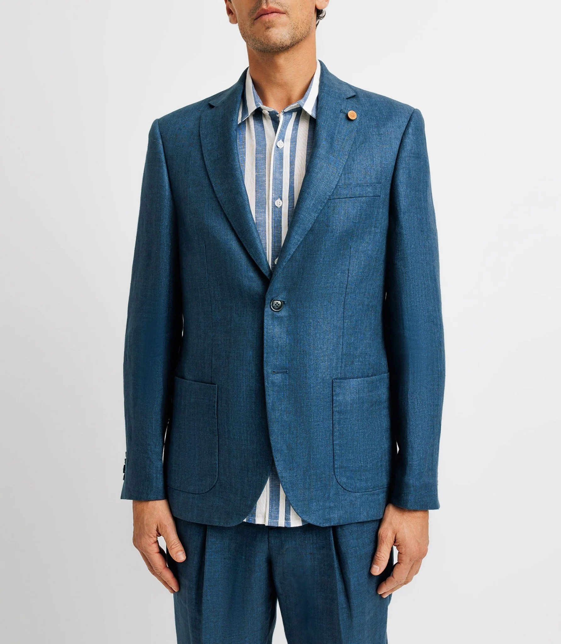 Veste ville séparable 100% lin bleu indigo - Image 2