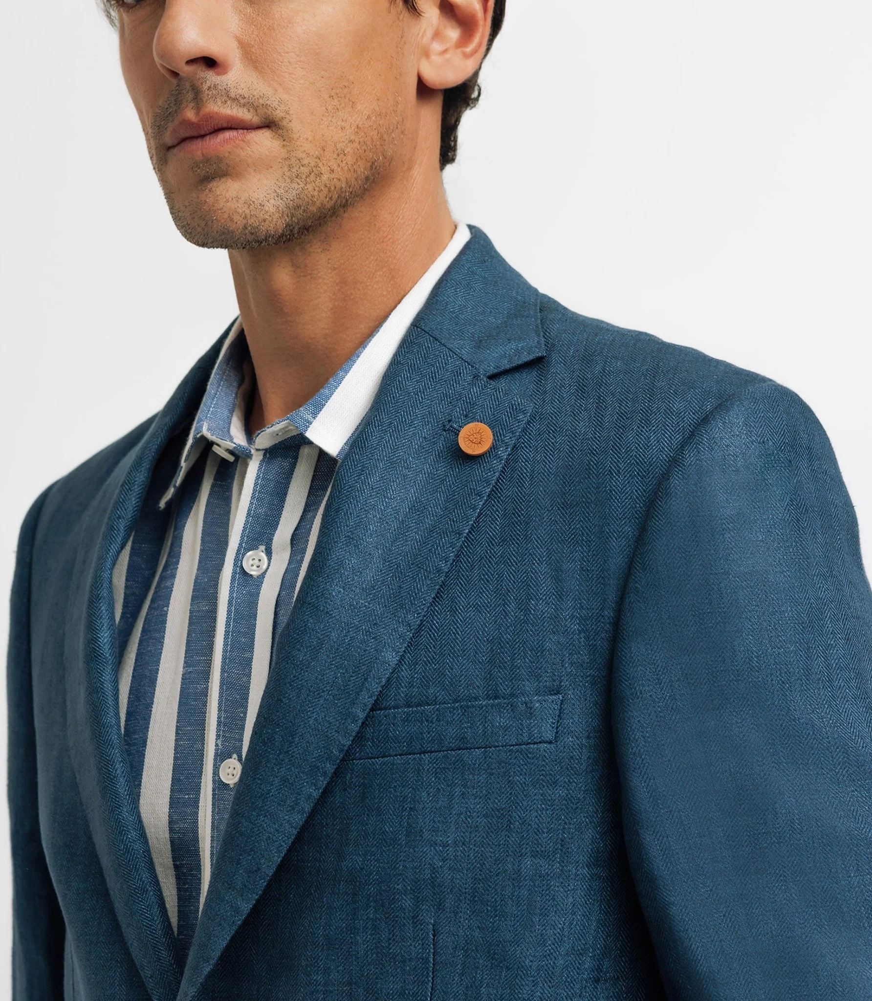 Veste ville séparable 100% lin bleu indigo - Image 3
