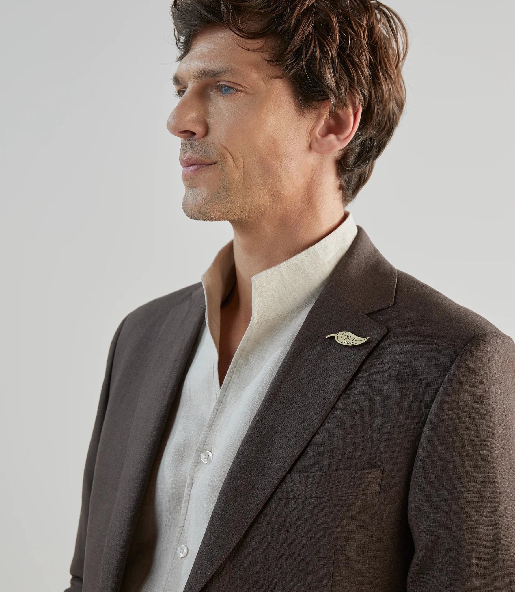 Veste ville 100% lin marron - Image 2