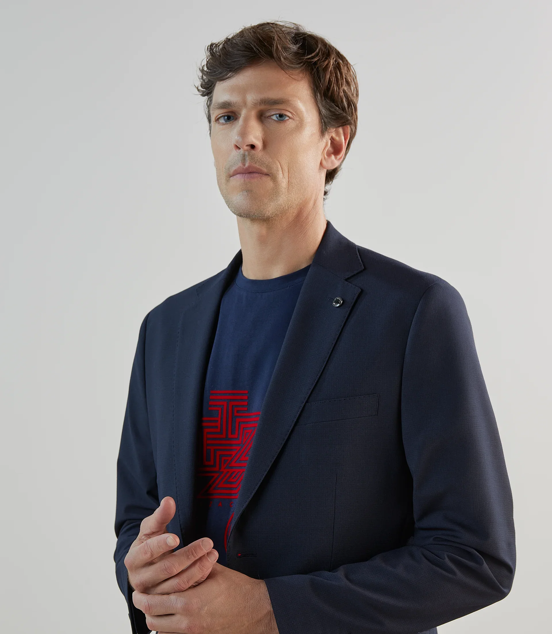 Veste ville tissu armuré marine - Image 2